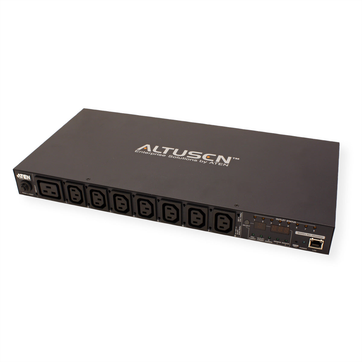 ATEN PE6208G IP-PDU 3600 W – ferngesteuert, Strommessung – 1U Rack – C13×7, C19×1, Eingang IEC C20
