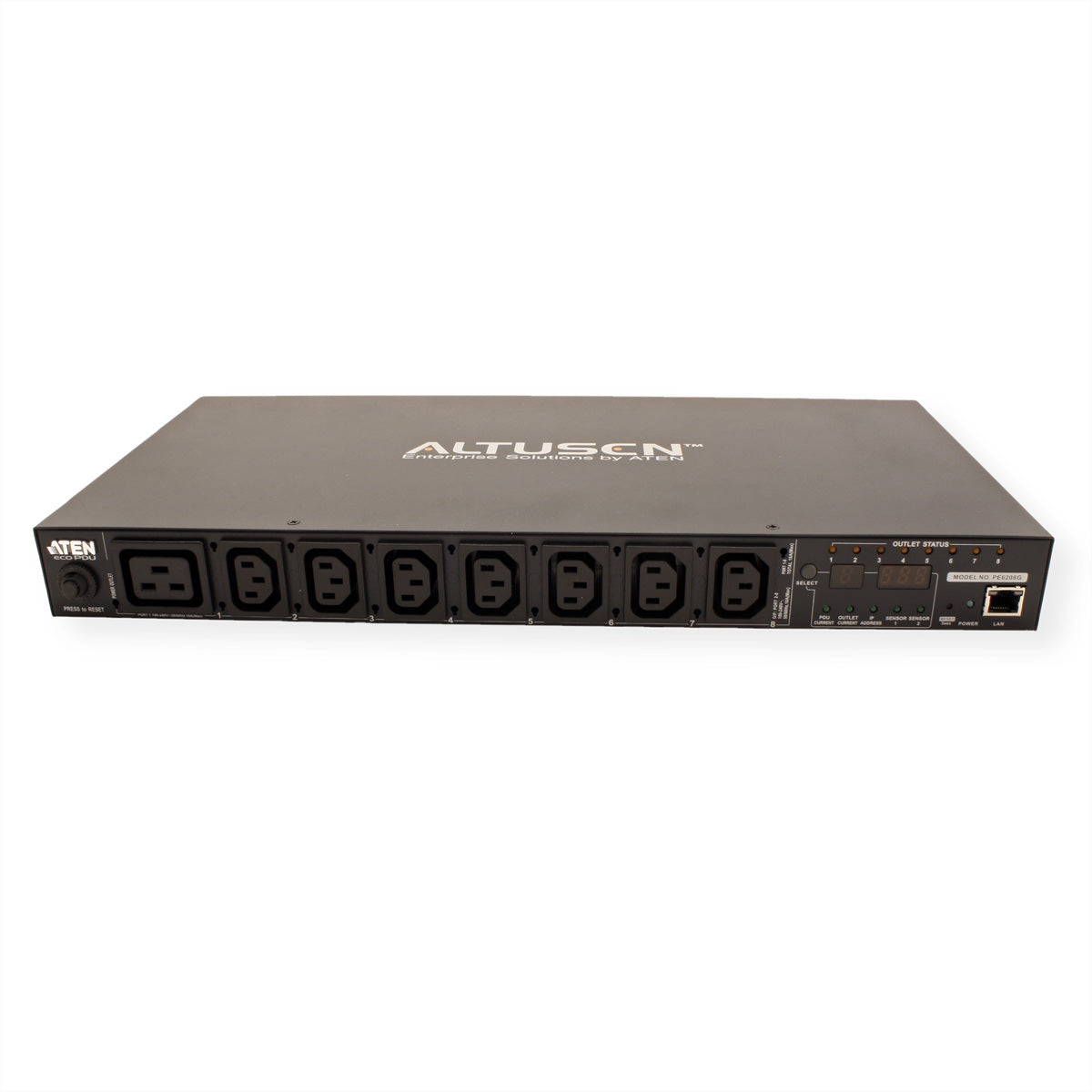 ATEN PE6208G IP-PDU 3600 W – ferngesteuert, Strommessung – 1U Rack – C13×7, C19×1, Eingang IEC C20