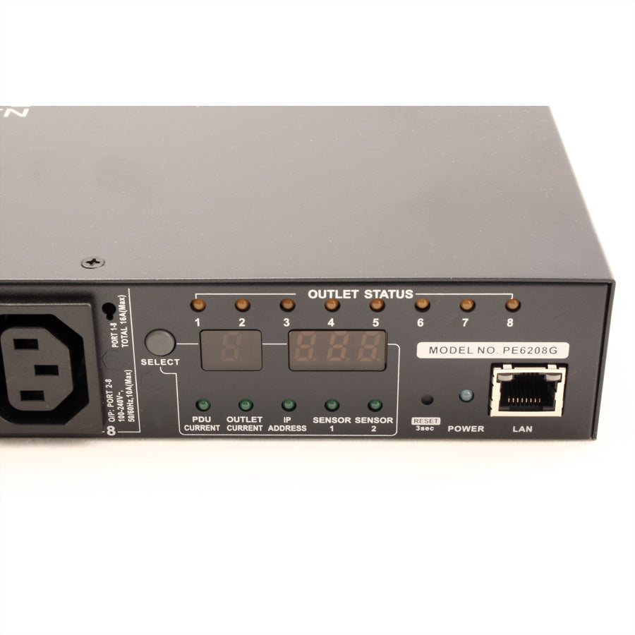 ATEN PE6208G IP-PDU 3600 W – ferngesteuert, Strommessung – 1U Rack – C13×7, C19×1, Eingang IEC C20