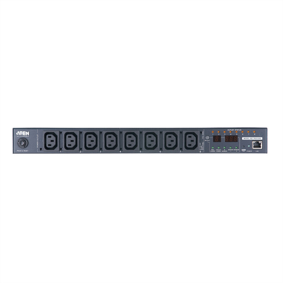 ATEN PE8108G – Rack-PDU überwacht, 8× IEC C13, 10 A, Stecker IEC C14, 1U horizontal, 2,3 kW