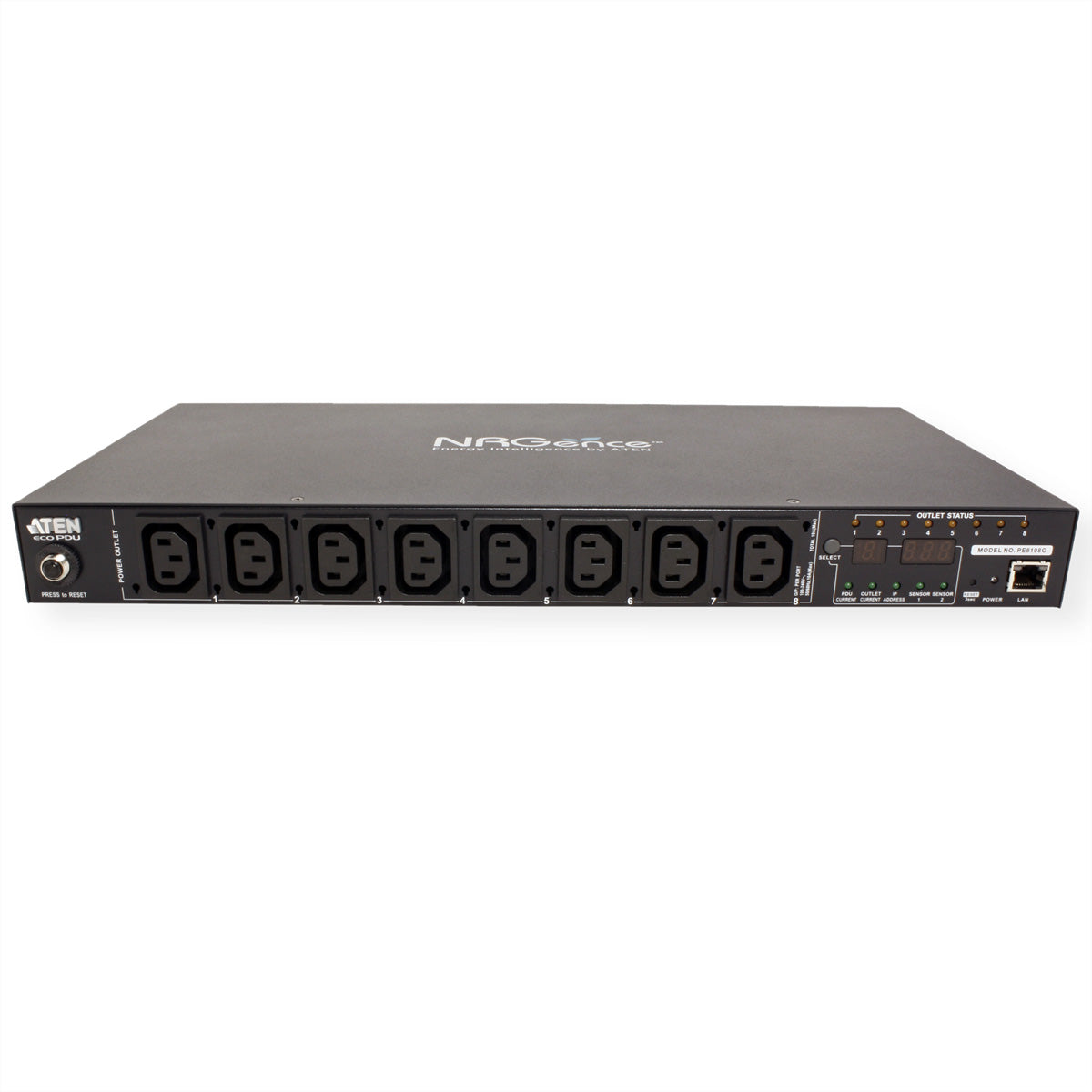 ATEN PE8108G – Rack-PDU überwacht, 8× IEC C13, 10 A, Stecker IEC C14, 1U horizontal, 2,3 kW