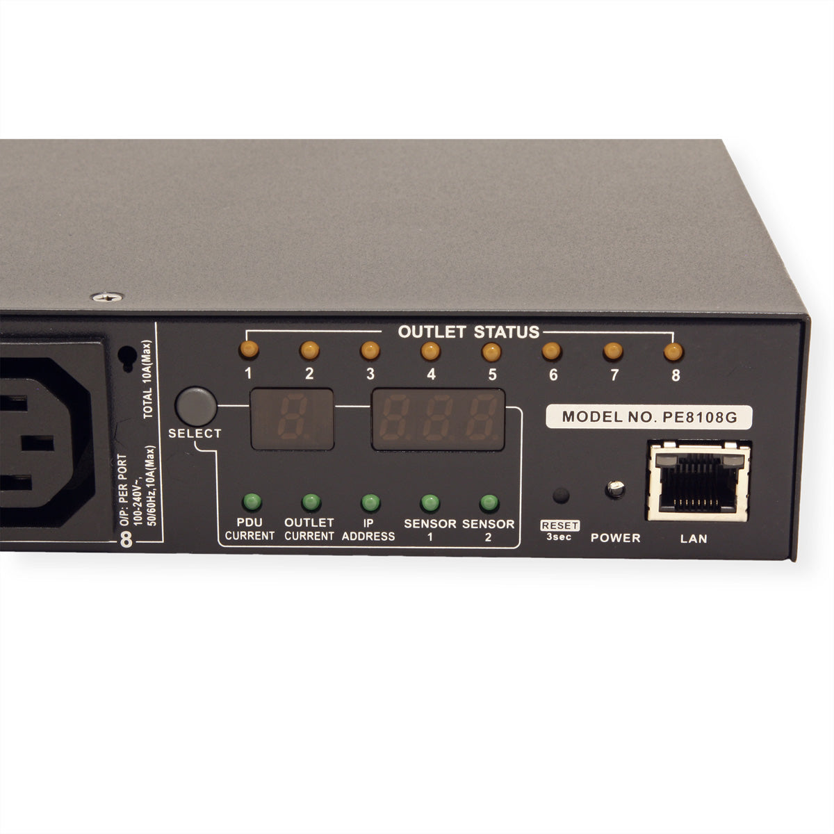 ATEN PE8108G – Rack-PDU überwacht, 8× IEC C13, 10 A, Stecker IEC C14, 1U horizontal, 2,3 kW