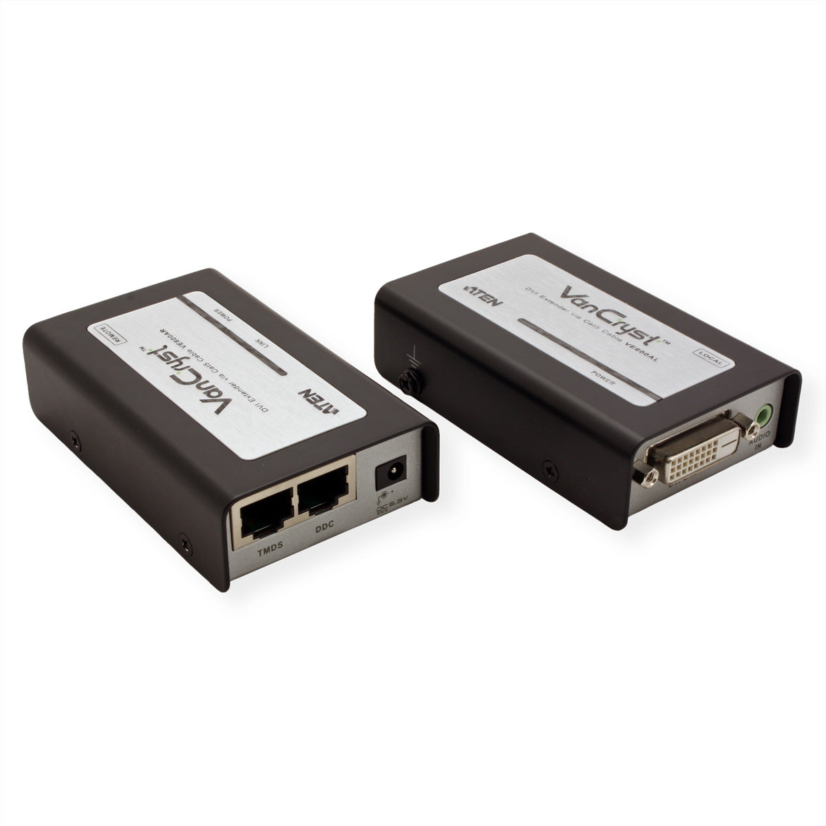 ATEN VE600A – DVI Extender-Set, über Cat5e, DVI Ein-/Ausgang, 1920×1200@60 Hz, 60 m, Stereo-Audio, IR, HDCP, Schwarz