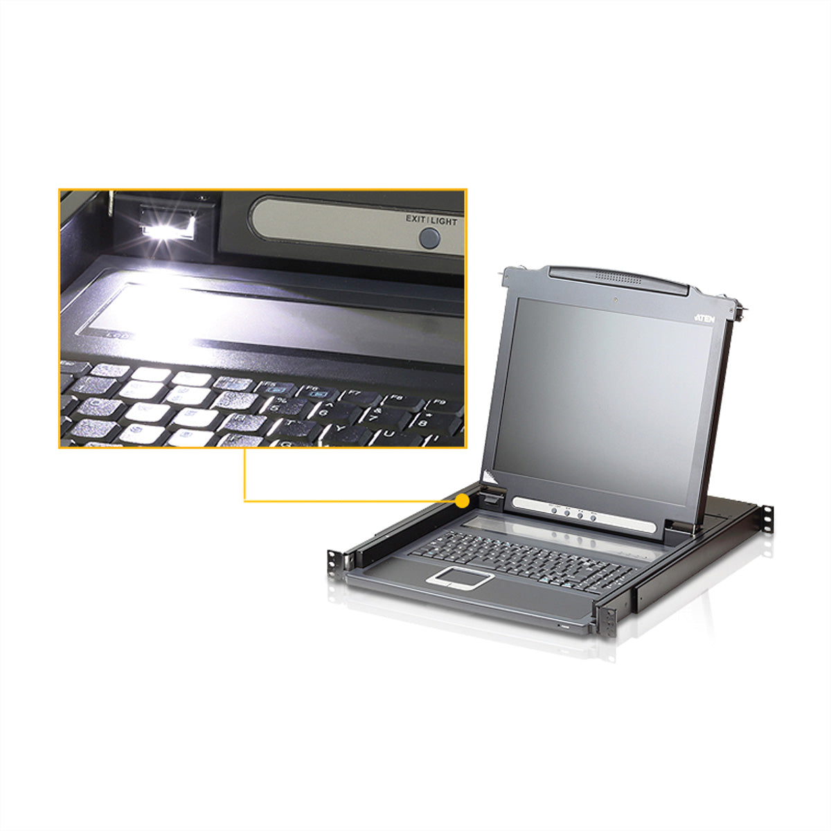 ATEN CL1000M – 17" Rack-LCD-Konsole – 1-Port KVM, 1280 × 1024/75 Hz, Layout ES – 1U