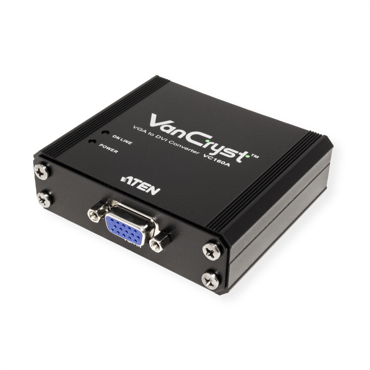 ATEN VC160A VGA zu DVI-D Adapter – 1920 × 1200, 1080p, Plug & Play, inkl. Netzteil – Schwarz