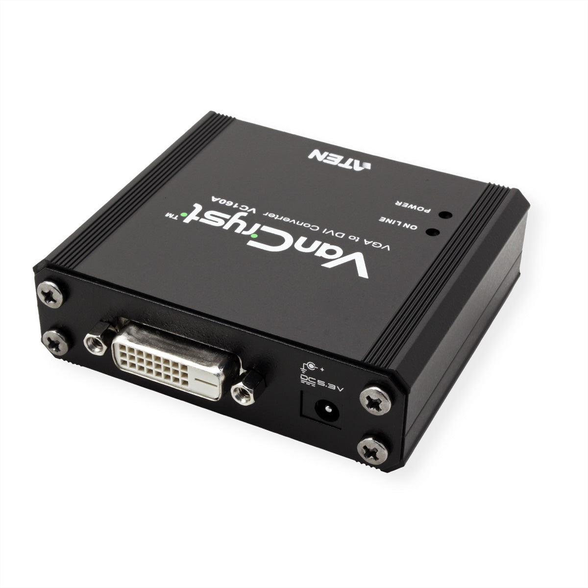 ATEN VC160A VGA zu DVI-D Adapter – 1920 × 1200, 1080p, Plug & Play, inkl. Netzteil – Schwarz