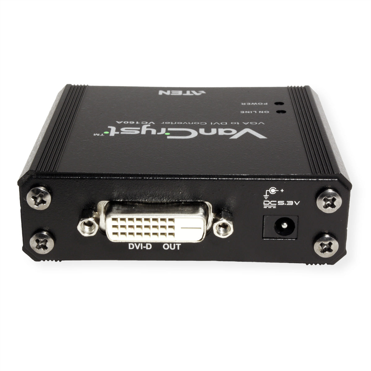 ATEN VC160A VGA zu DVI-D Adapter – 1920 × 1200, 1080p, Plug & Play, inkl. Netzteil – Schwarz
