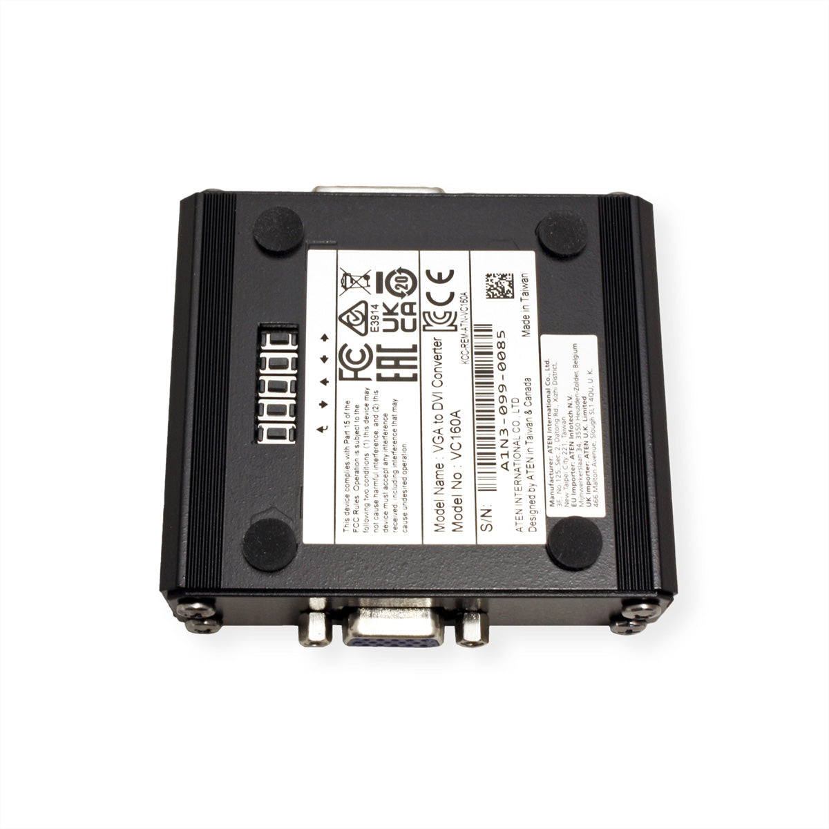 ATEN VC160A VGA zu DVI-D Adapter – 1920 × 1200, 1080p, Plug & Play, inkl. Netzteil – Schwarz