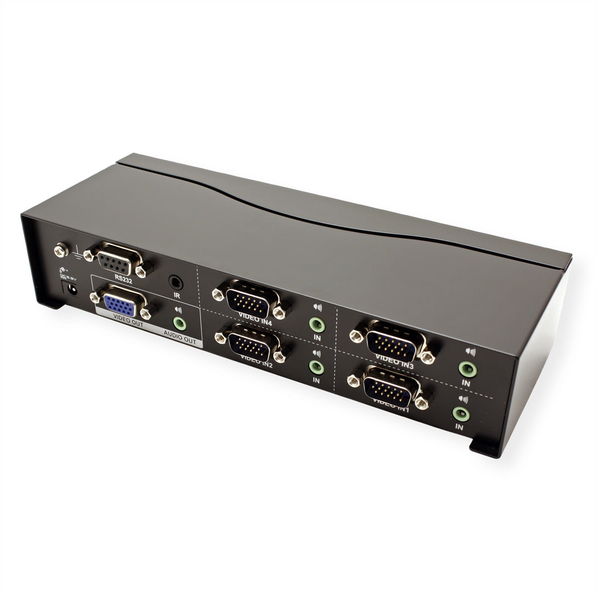 ATEN VS0401 – VGA-Video-Switch, 4× VGA Eingang / 1× VGA Ausgang, max. 1920 × 1440, 65 m, Stereo-Audio, RS-232, Schwarz