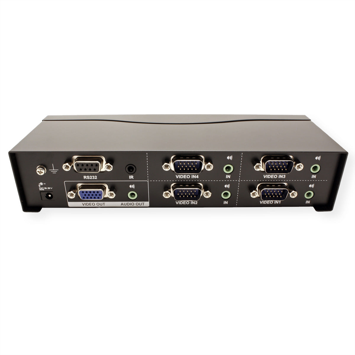 ATEN VS0401 – VGA-Video-Switch, 4× VGA Eingang / 1× VGA Ausgang, max. 1920 × 1440, 65 m, Stereo-Audio, RS-232, Schwarz