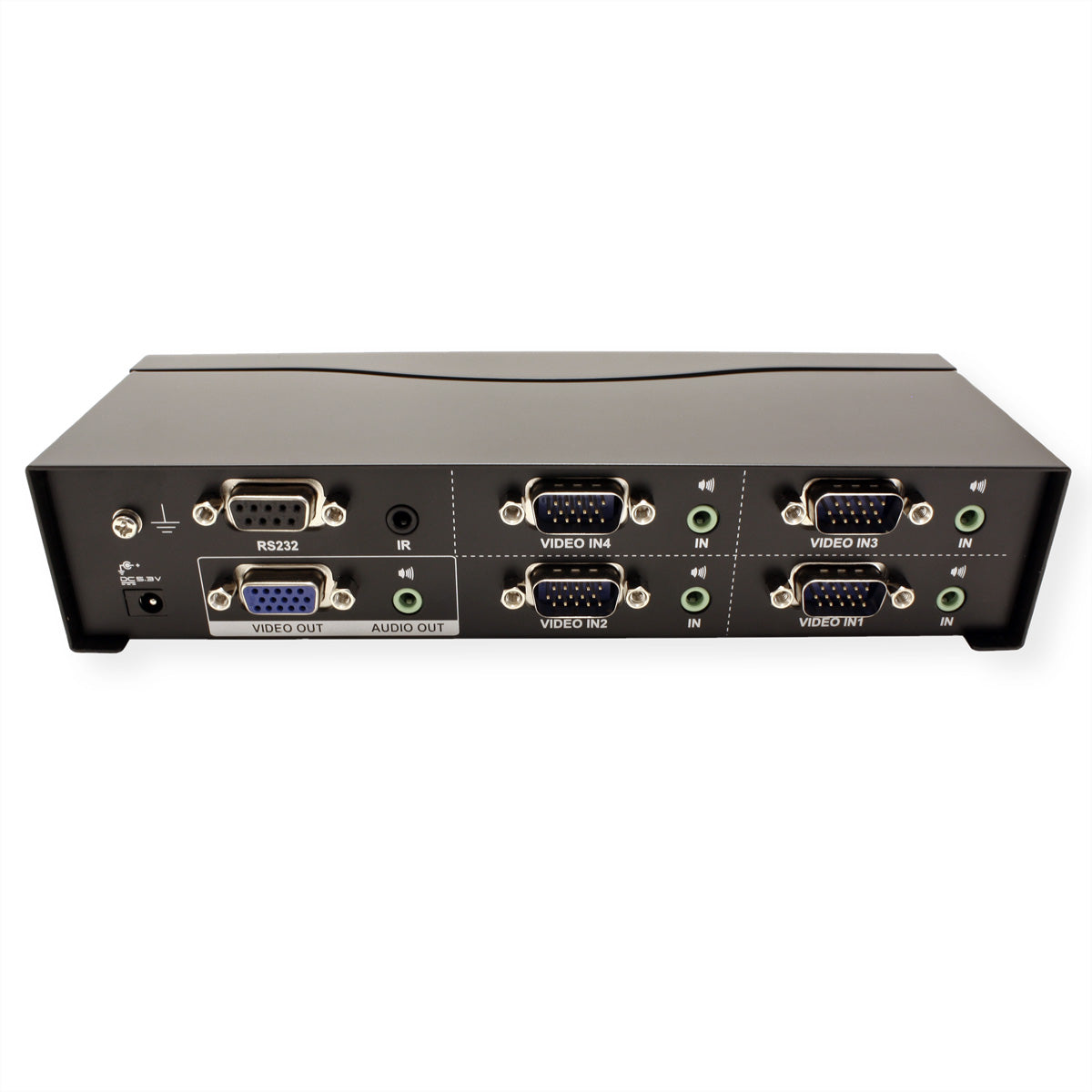 ATEN VS0401 – VGA-Video-Switch, 4× VGA Eingang / 1× VGA Ausgang, max. 1920 × 1440, 65 m, Stereo-Audio, RS-232, Schwarz