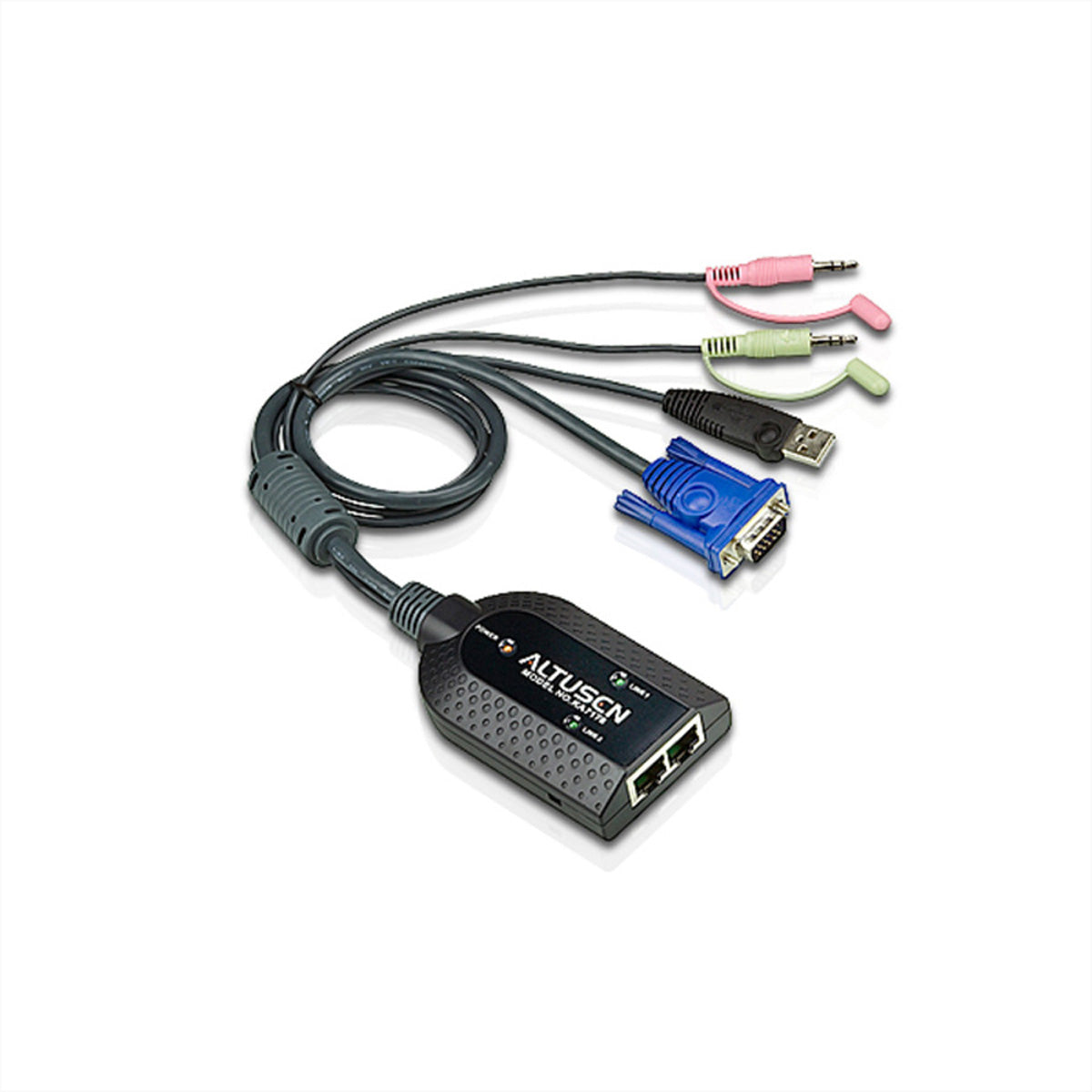 ATEN KA7178 KVM-Adapterkabel 2× RJ-45 zu VGA (HDB-15), USB 2.0, 2× 3,5 mm – 1280 × 1024, bis 300 m – 0,2 m