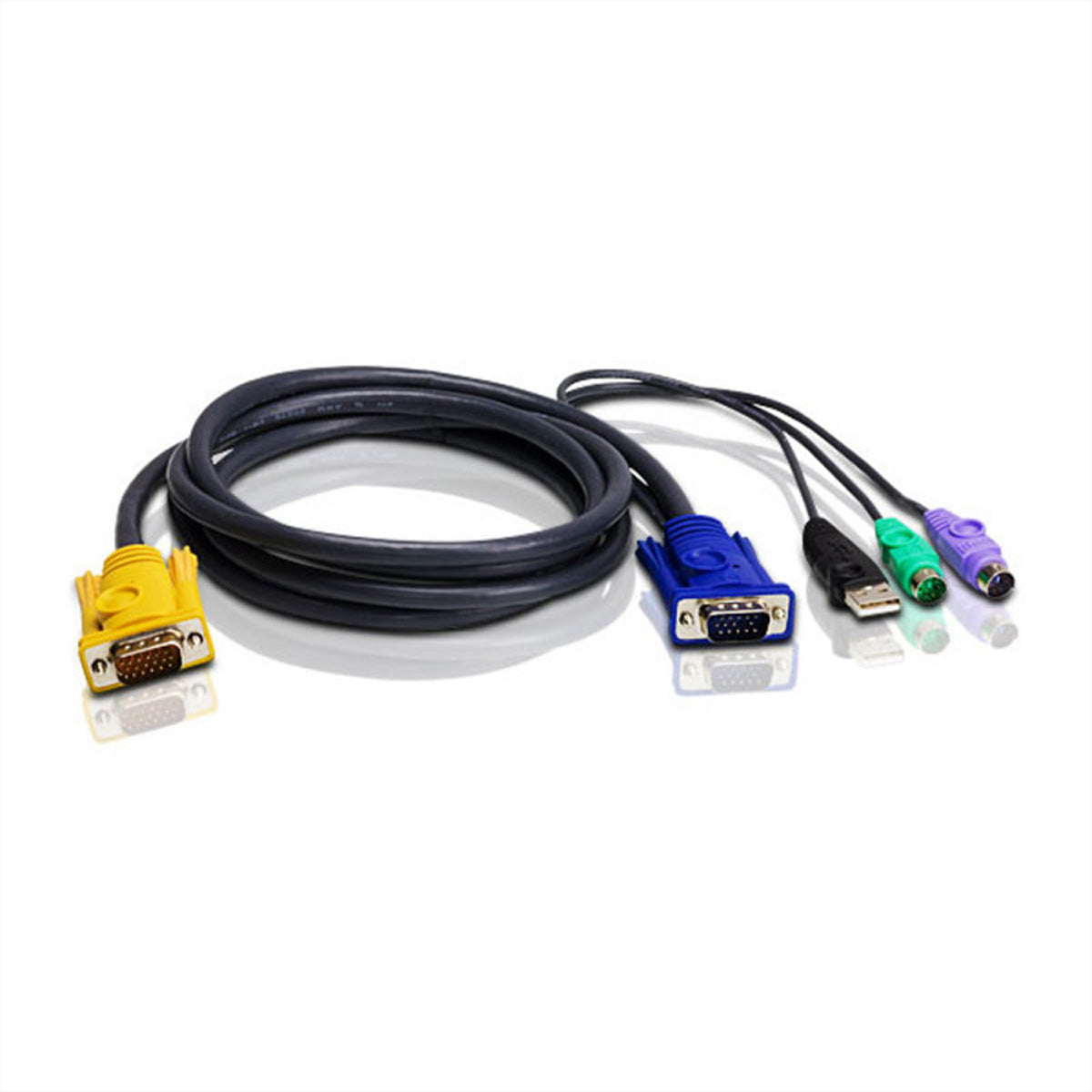 ATEN KVM-Kabel 2× PS-2, USB-A, VGA (HDB-15) zu SPHD-18 – 3 m – Schwarz