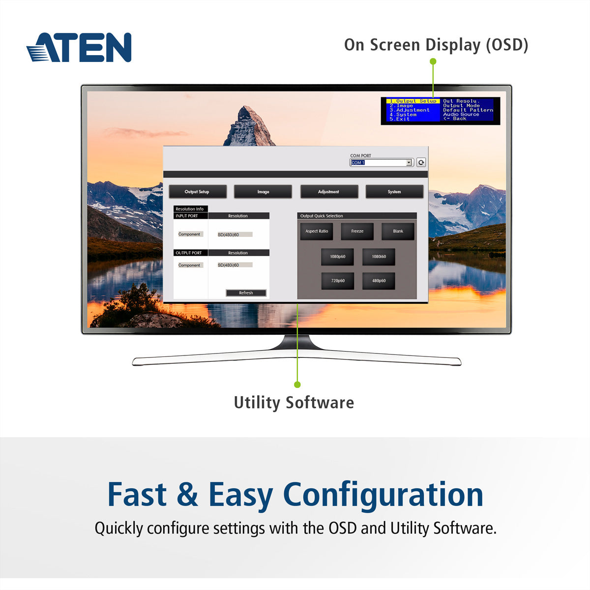 ATEN VC182 Adapter VGA zu HDMI – bis 1920 × 1200 (inkl. 1080p), mit Skalierer & Audio zu HDMI, schwarz