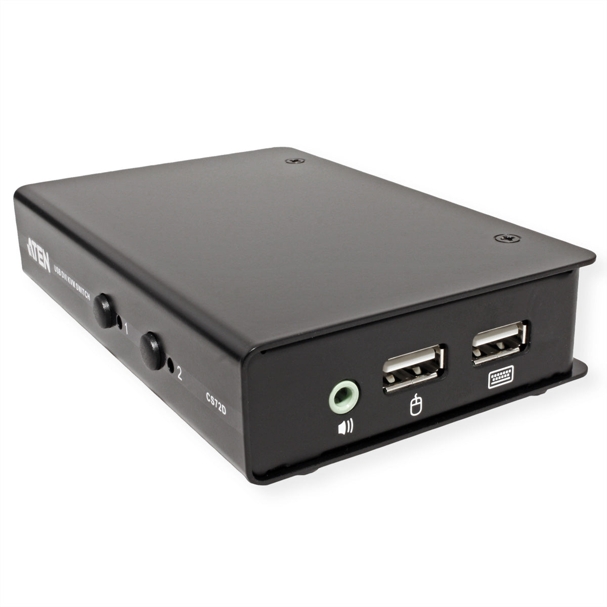 ATEN CS72D – KVM-Switch – 2-Port, DVI-D – 1920 × 1200 @ 60 Hz, Audio