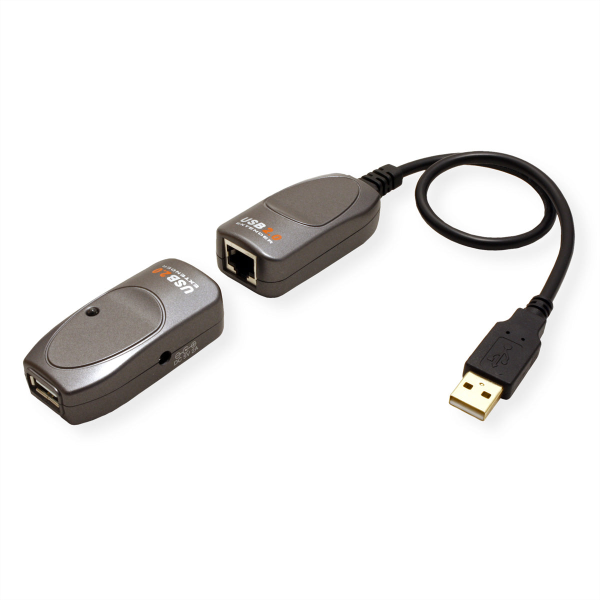 ATEN USB-A Verlängerungskabel (Stecker auf Buchse) – USB 2.0 (480 Mbit/s) – 60 m – inkl. Netzteil – Schwarz