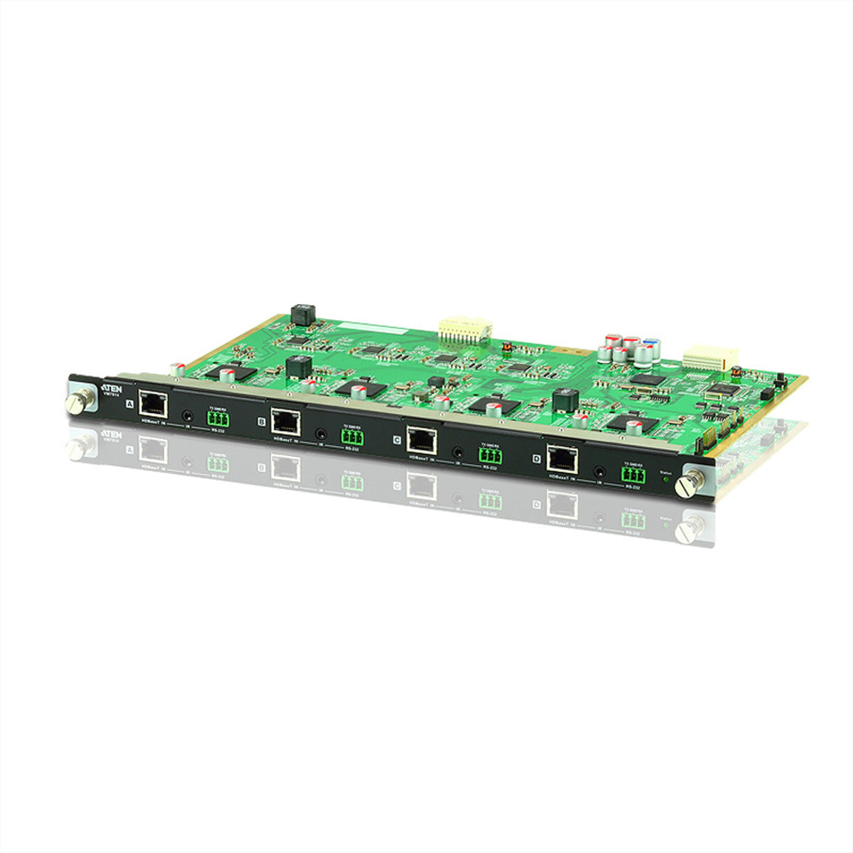 ATEN VM7514 – HDBaseT Eingabekarte, 4× HDBaseT In, 4K, 100 m, RS‑232/IR, HDCP, für VM1600, Schwarz
