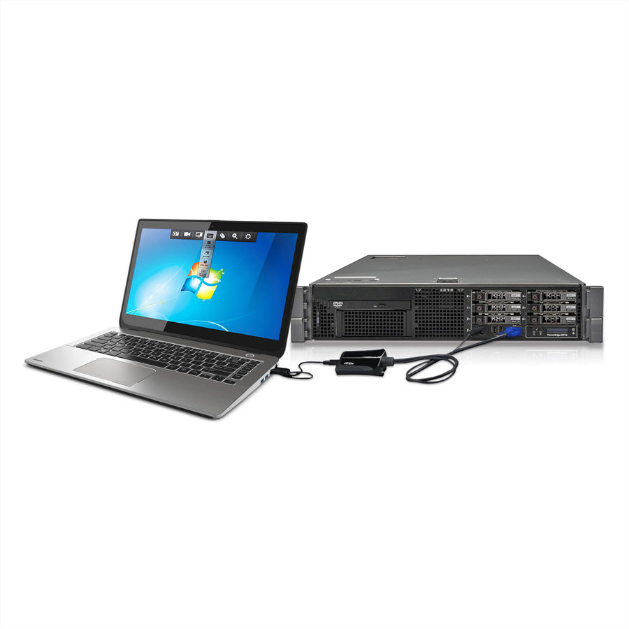 ATEN CV211 Laptop USB Konsolen-Adapter – 1920 × 1200 @ 60 Hz, USB 2.0, virtuelle Medien – für Server – Schwarz