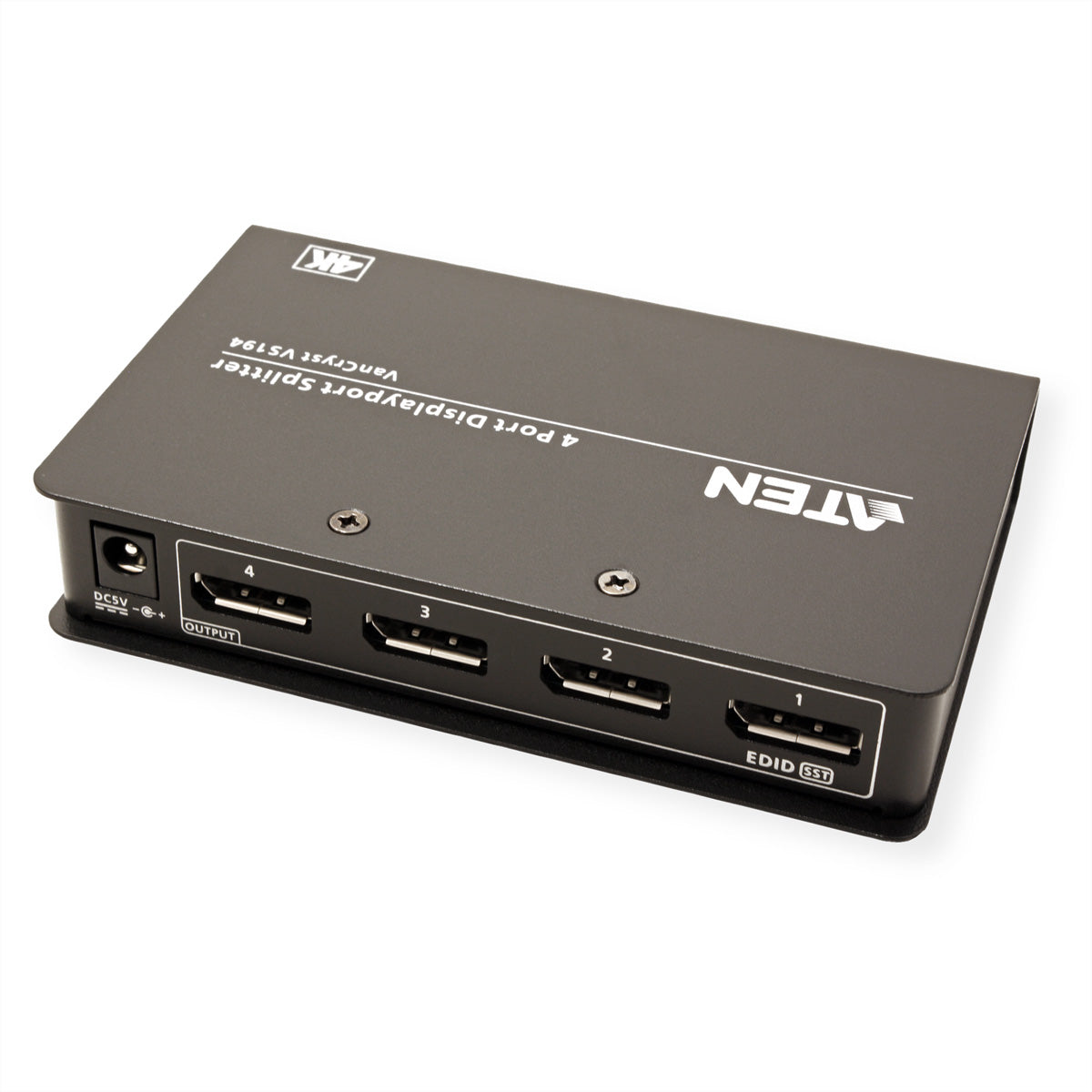 ATEN VS194 – DisplayPort Splitter, DP 1.2a, 1× DP In / 4× DP Out, 4K@60 Hz, HDCP, MST/SST, Schwarz