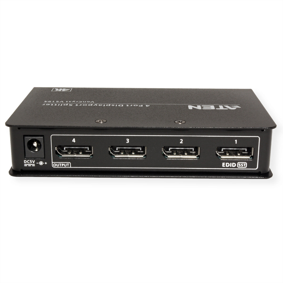 ATEN VS194 – DisplayPort Splitter, DP 1.2a, 1× DP In / 4× DP Out, 4K@60 Hz, HDCP, MST/SST, Schwarz