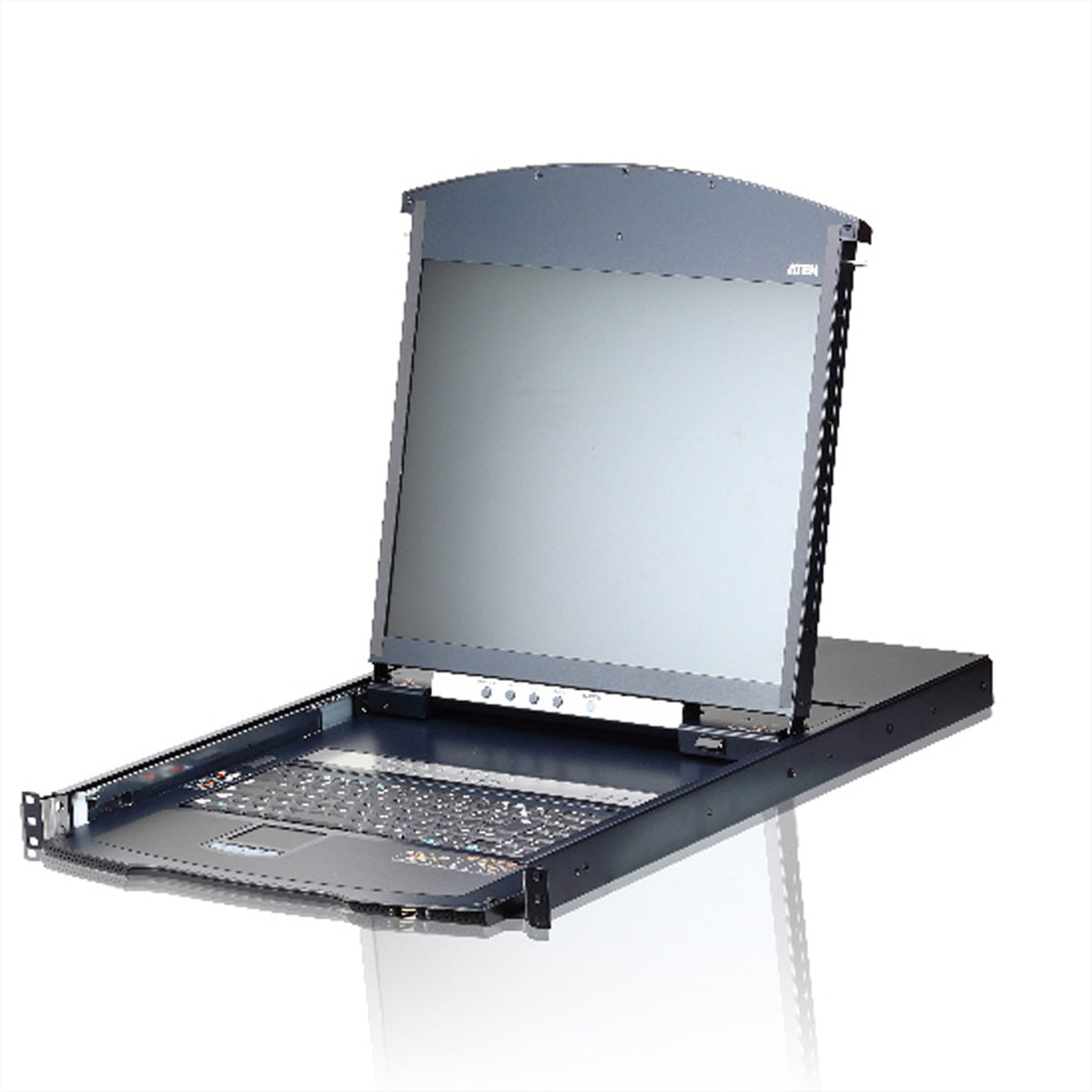 ATEN KL1116VN – KVM-Switch – 16-Port, 19" 1U Dual-Rail, 48 cm LCD, US-Layout, Schwarz