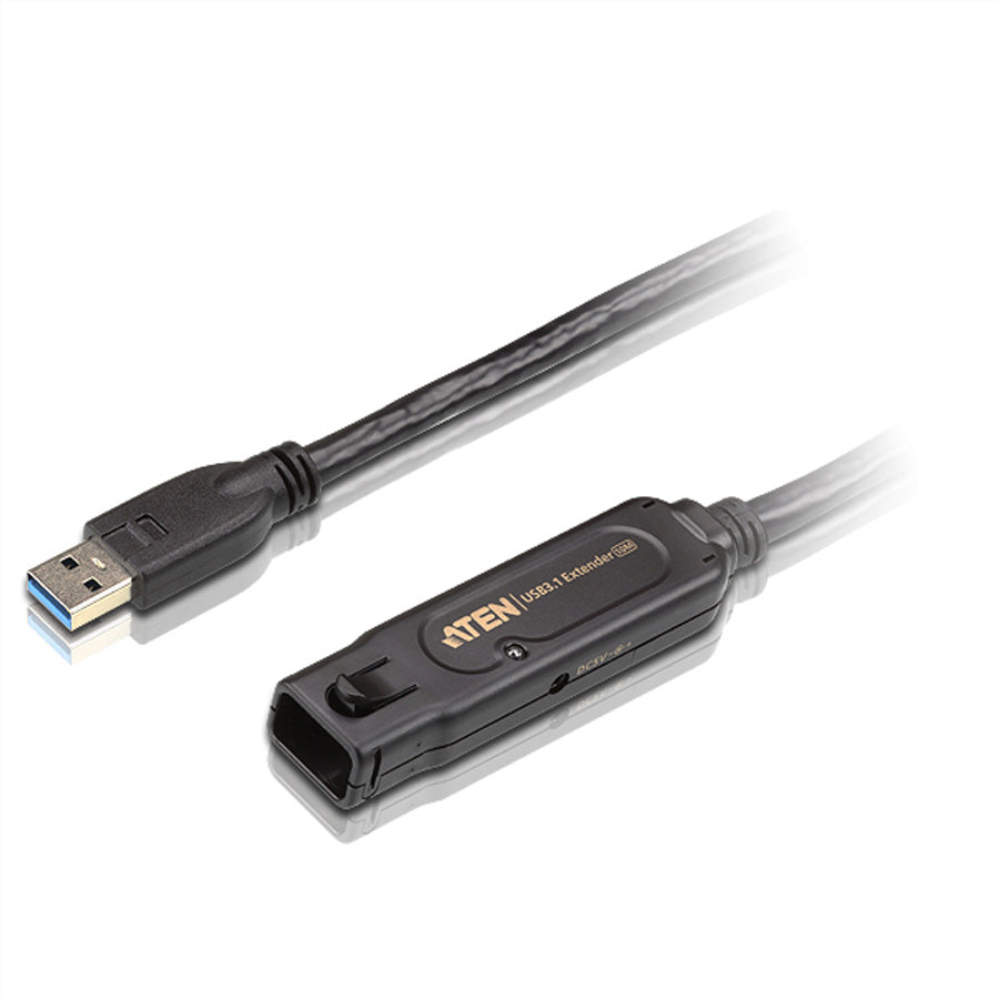 ATEN USB-A Verlängerungskabel (Stecker auf Buchse) – USB 3.2 Gen 1 (5 Gbit/s) – 10 m – Aktiv – Schwarz