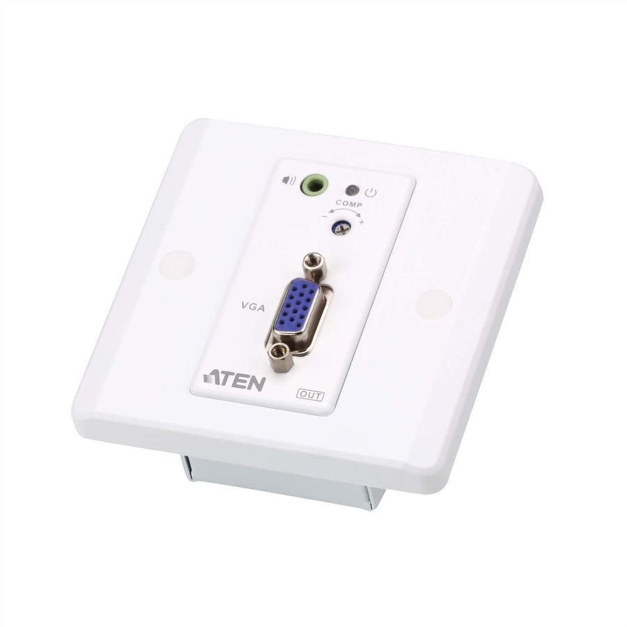 ATEN VE157 – VGA-Extender-Set Wandplatte, über Cat5e/Cat6, VGA Ein/Aus, Stereo-Audio, 1920 × 1200@60 Hz, 150 m