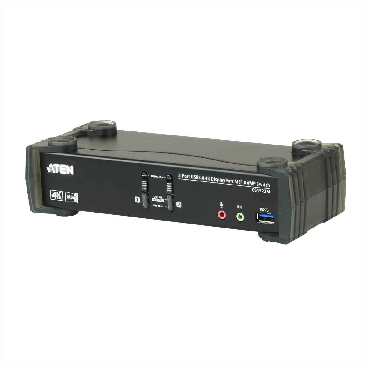 ATEN CS1922M KVM-Switch – DP-Eingang, 2× DP, 1× HDMI, USB 3.0, 3,5 mm Audio