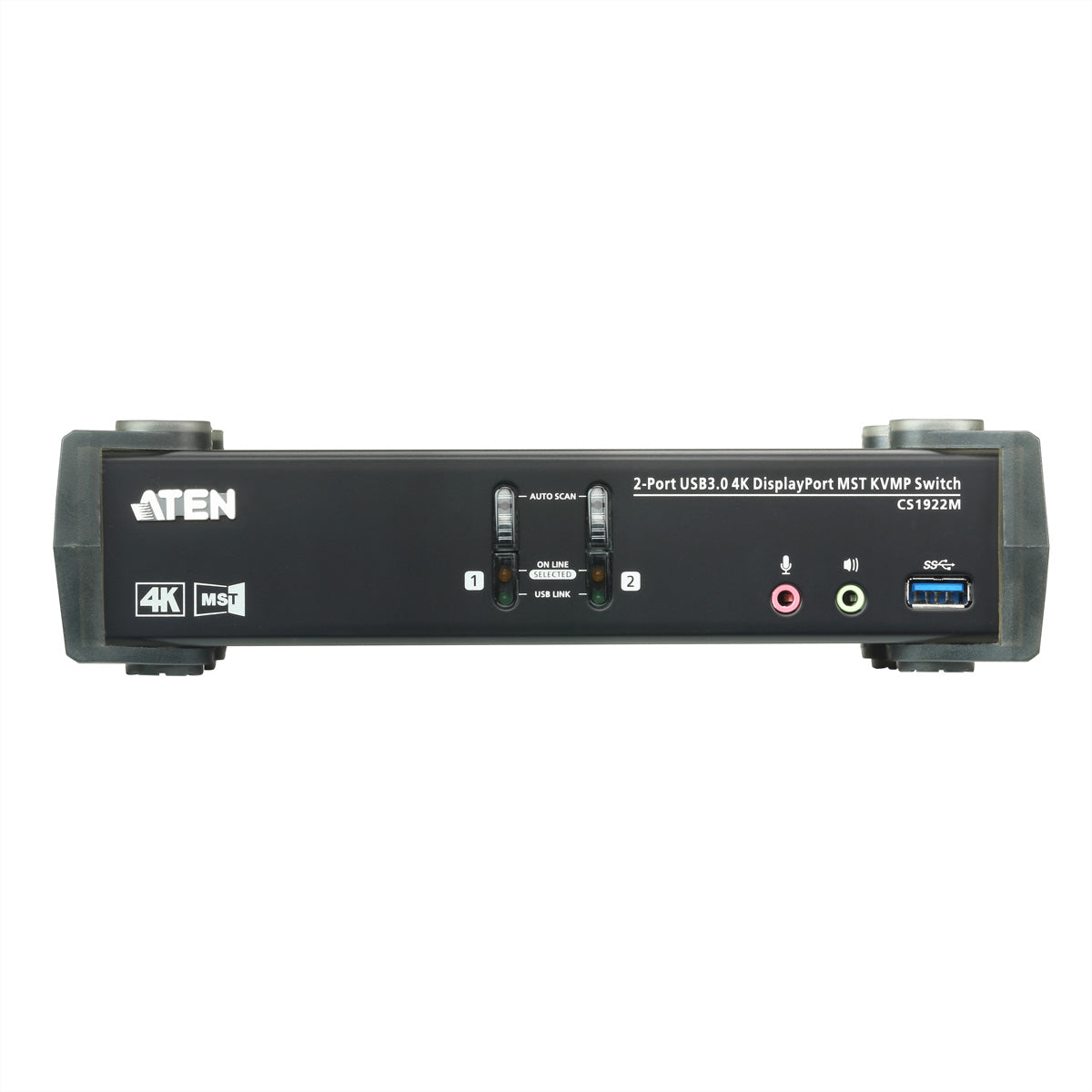 ATEN CS1922M KVM-Switch – DP-Eingang, 2× DP, 1× HDMI, USB 3.0, 3,5 mm Audio