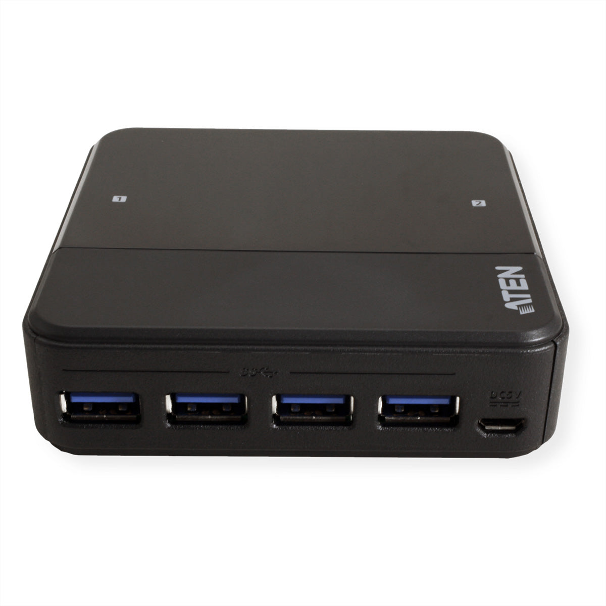ATEN USB-Switch – 2x USB-B auf 4x USB-A – USB 3.2 Gen 1 (5 Gbit/s) – Schwarz – für Laptops mit USB-C