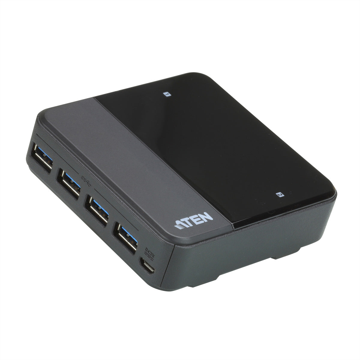 ATEN USB-Switch – 2x USB-B auf 4x USB-A – USB 3.2 Gen 1 (5 Gbit/s) – Schwarz – für Laptops mit USB-C