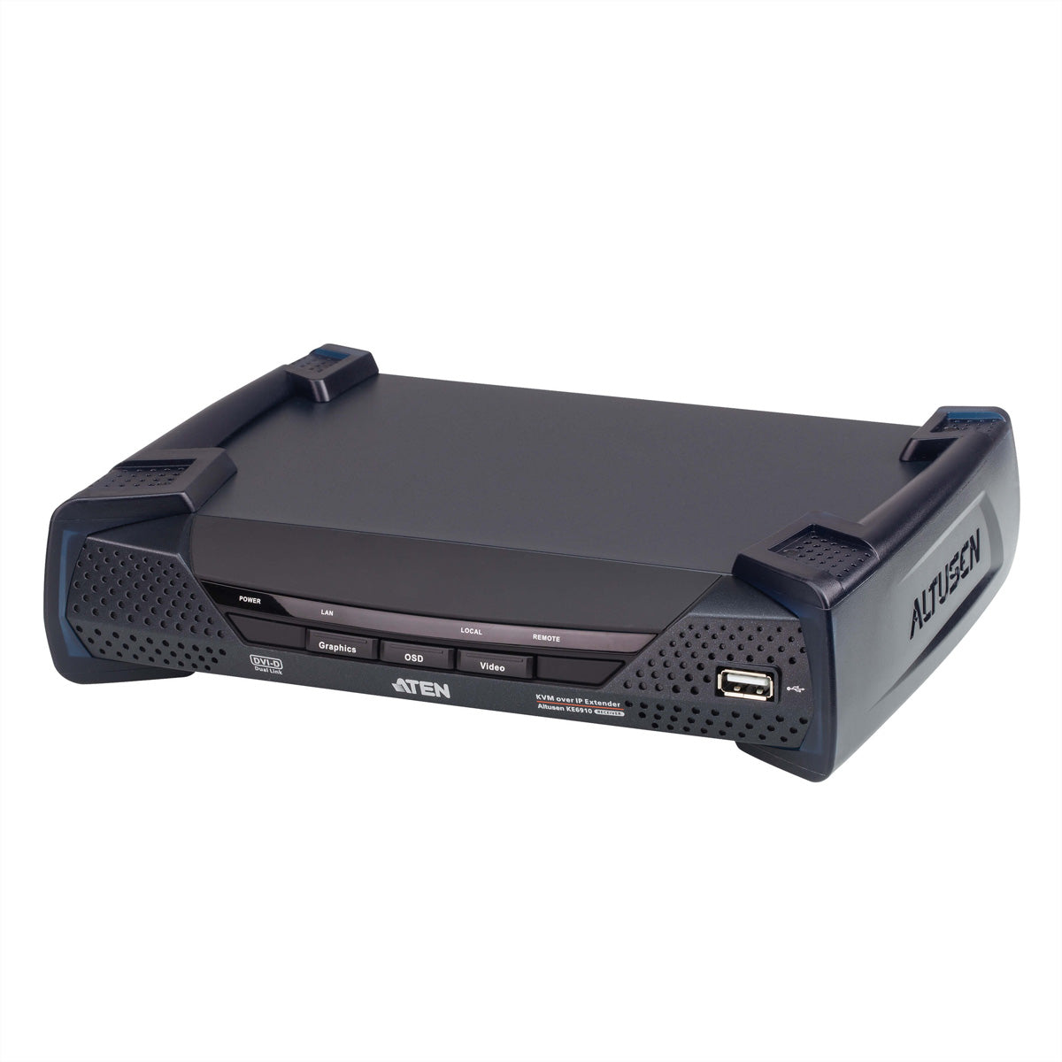 ATEN KE6910R KVM-Extender (Empfänger) DVI-D zu IP – 2560 × 2048, bis 10 km (SFP), 1× RJ-45, 3× USB