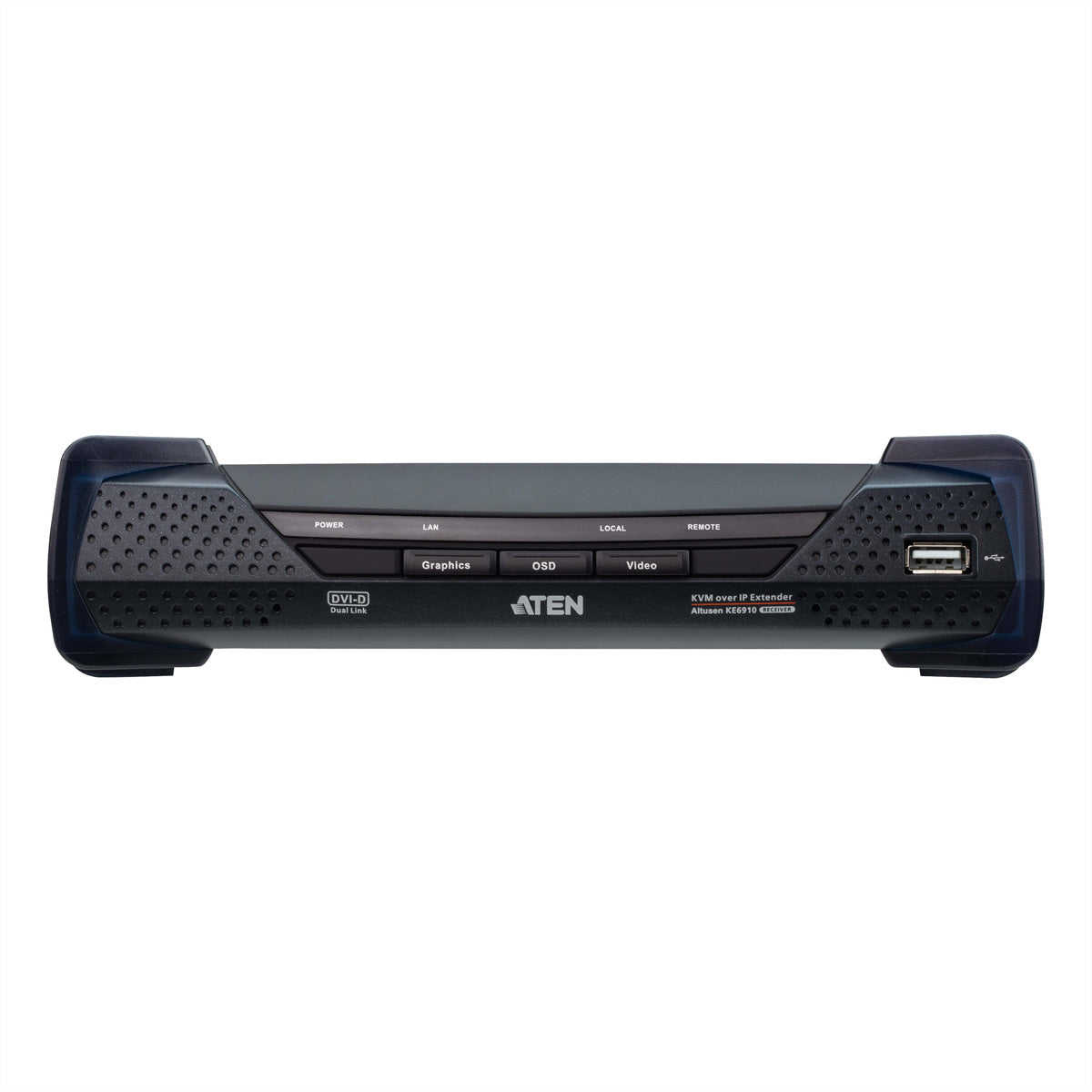 ATEN KE6910R KVM-Extender (Empfänger) DVI-D zu IP – 2560 × 2048, bis 10 km (SFP), 1× RJ-45, 3× USB