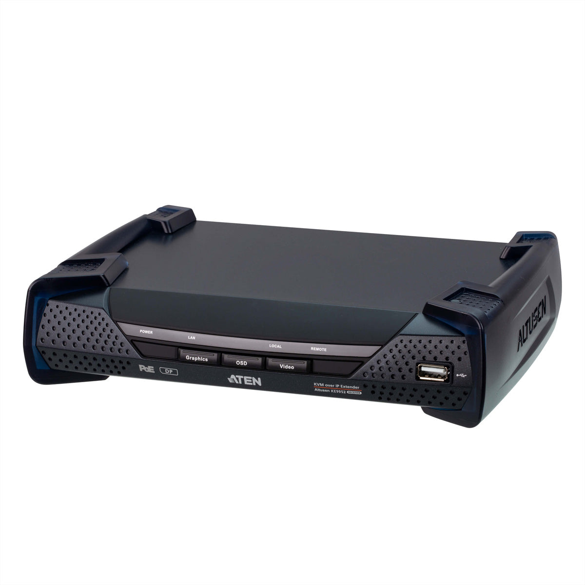 ATEN KE9952R – KVM-Extender (Empfänger, DisplayPort) – 4K (3840×2160 bei 30 Hz), PoE, rackfähig, schwarz