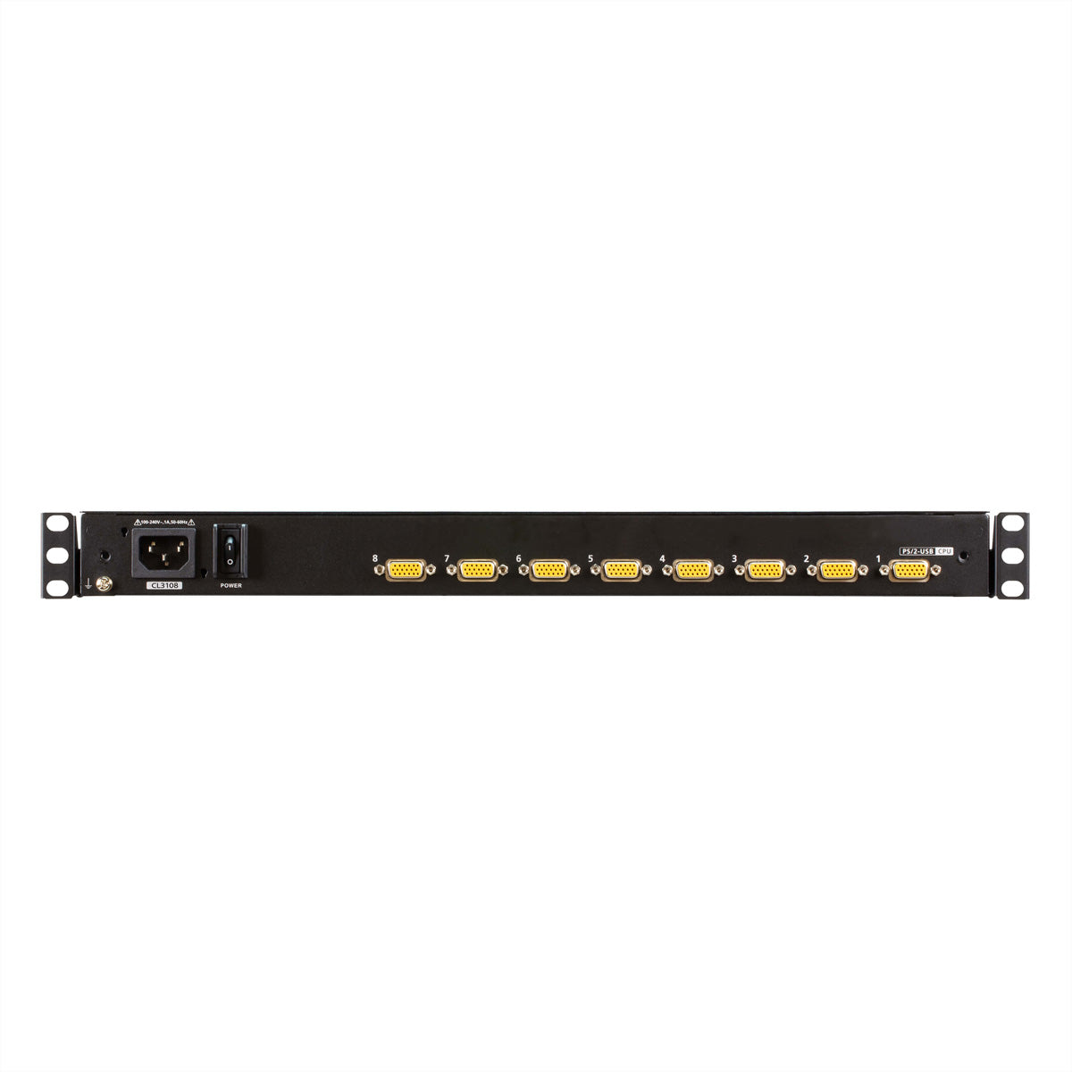 ATEN CL3108NX – KVM-Konsole (1U) – 18,5" – 1366 × 768 @ 60 Hz, VGA, 8-Port, USB & PS/2, Schwarz