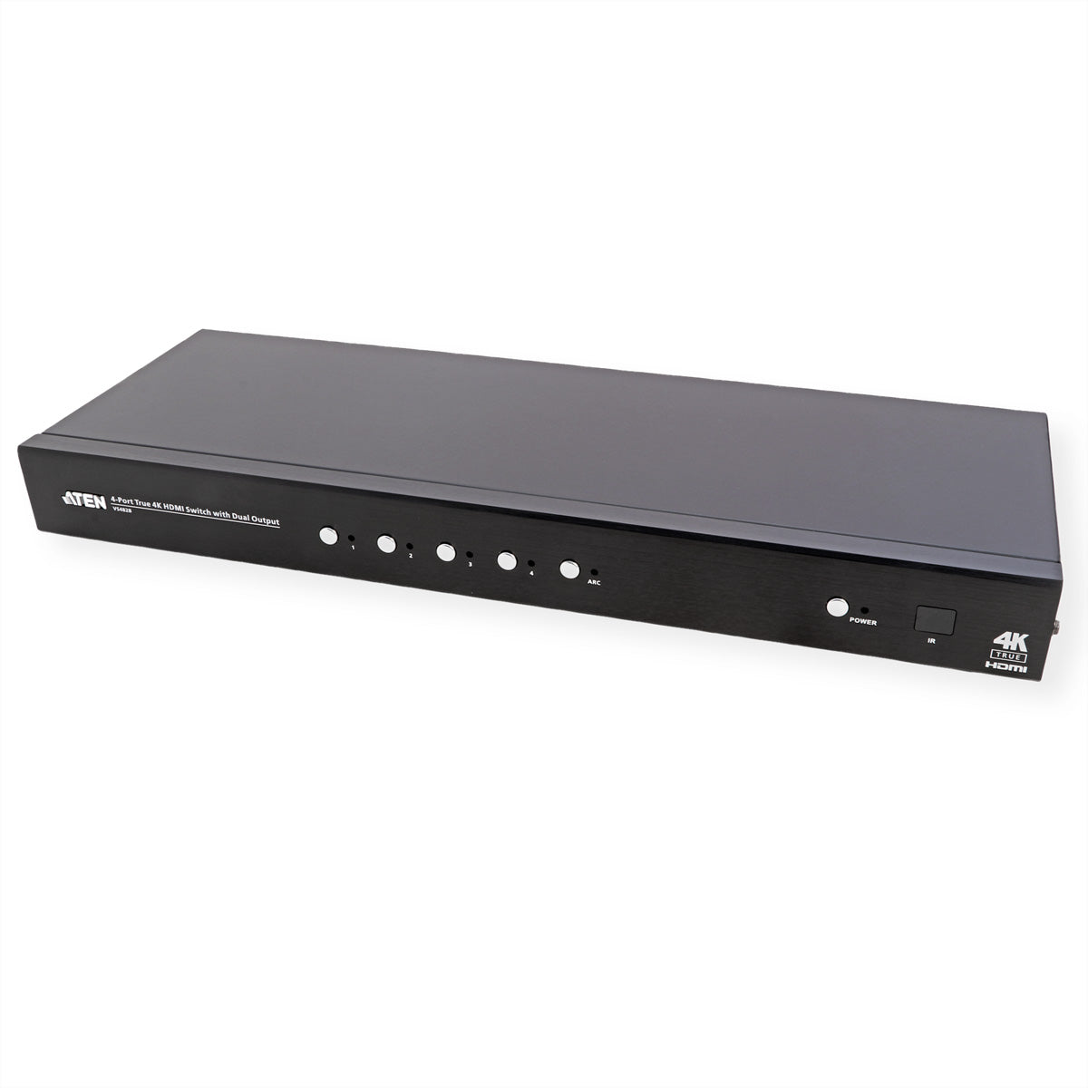 ATEN VS482B – HDMI Switch, 4× HDMI Ein / 2× HDMI Aus, 4K@60 Hz, 5 m, HDR, ARC, IR, RS-232, Toslink/Coax