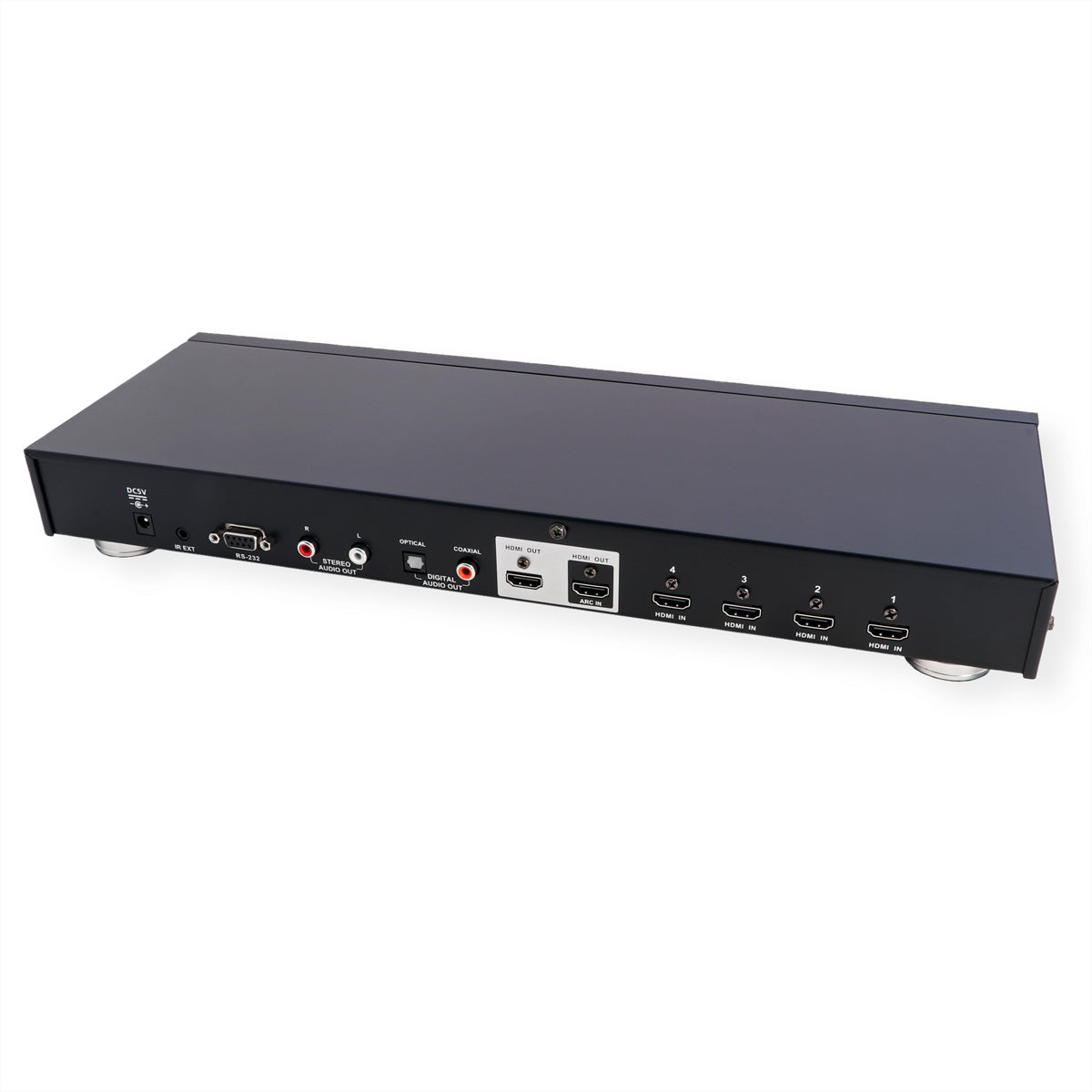ATEN VS482B – HDMI Switch, 4× HDMI Ein / 2× HDMI Aus, 4K@60 Hz, 5 m, HDR, ARC, IR, RS-232, Toslink/Coax