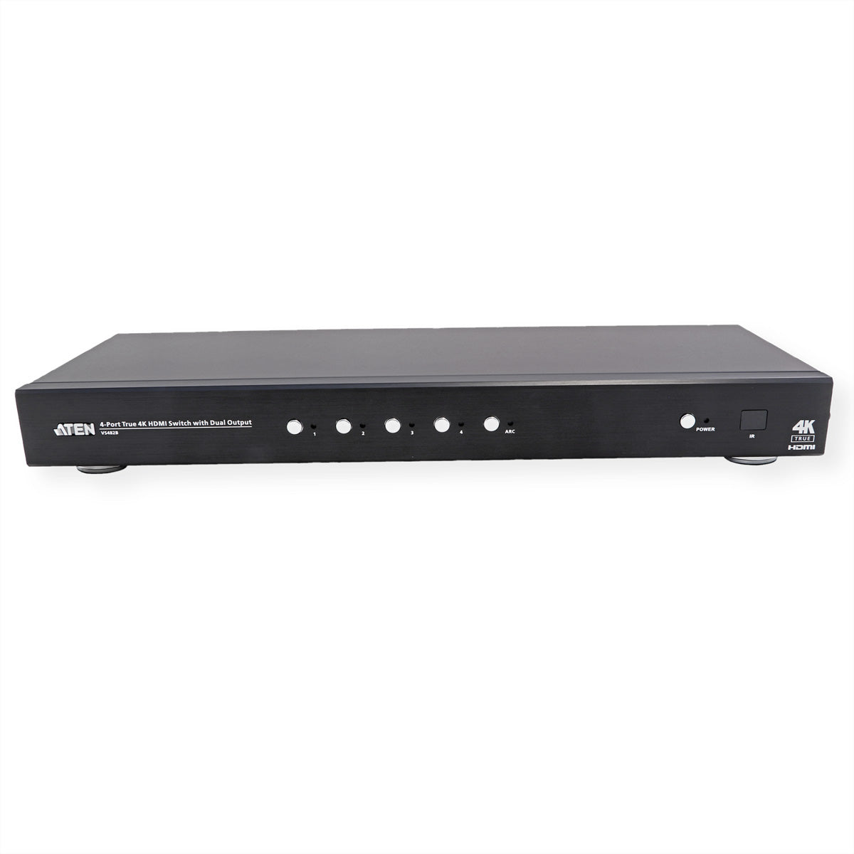 ATEN VS482B – HDMI Switch, 4× HDMI Ein / 2× HDMI Aus, 4K@60 Hz, 5 m, HDR, ARC, IR, RS-232, Toslink/Coax