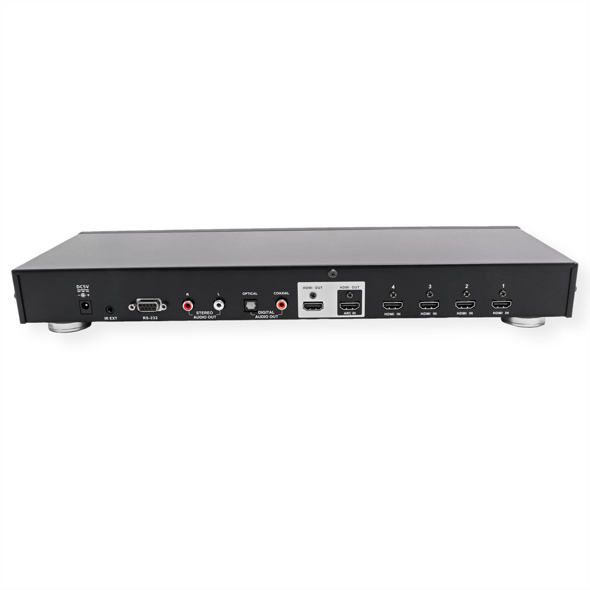 ATEN VS482B – HDMI Switch, 4× HDMI Ein / 2× HDMI Aus, 4K@60 Hz, 5 m, HDR, ARC, IR, RS-232, Toslink/Coax