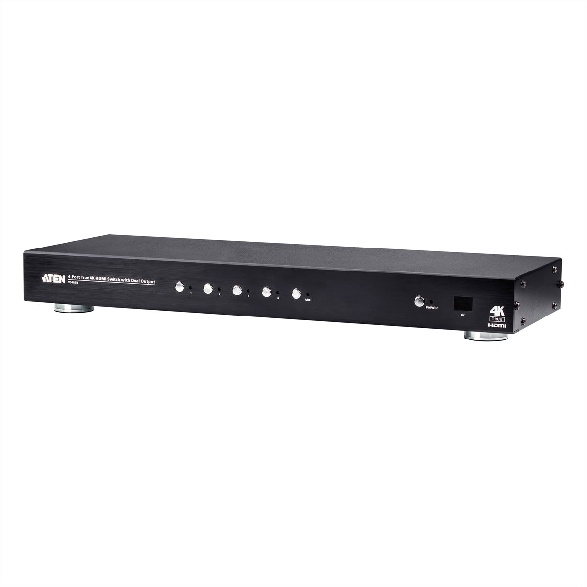 ATEN VS482B – HDMI Switch, 4× HDMI Ein / 2× HDMI Aus, 4K@60 Hz, 5 m, HDR, ARC, IR, RS-232, Toslink/Coax