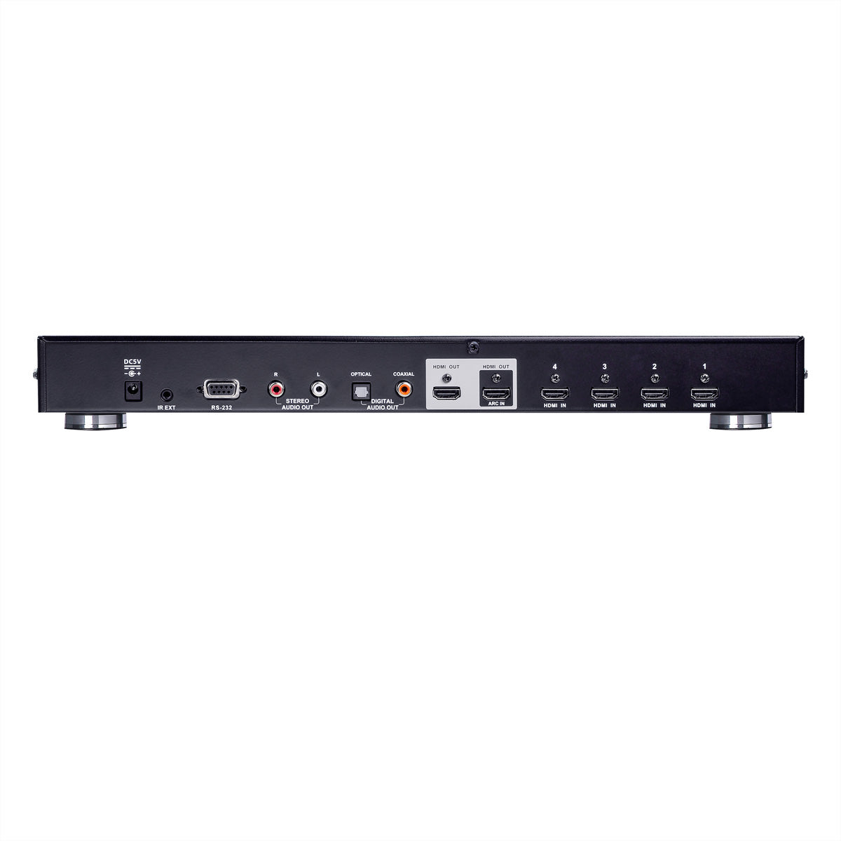 ATEN VS482B – HDMI Switch, 4× HDMI Ein / 2× HDMI Aus, 4K@60 Hz, 5 m, HDR, ARC, IR, RS-232, Toslink/Coax