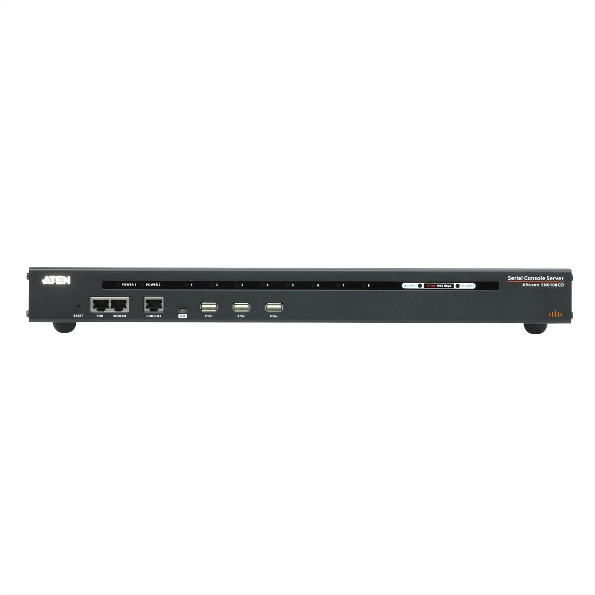 ATEN SN0108CO – Serieller Konsolenserver – 8×RJ45, 3×USB 2.0, Dual-LAN, Dual-Strom, für Cisco Switches, Schwarz