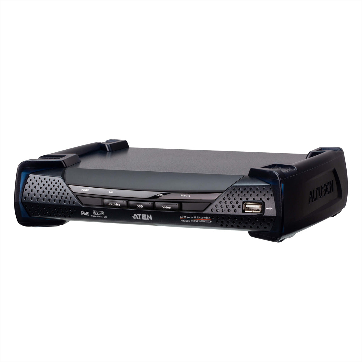 ATEN KE6922R – KVM-Empfänger – DVI-D Dual-Link, 2×SFP, PoE, 4×USB 2.0, 2560×2048, für KE6922T