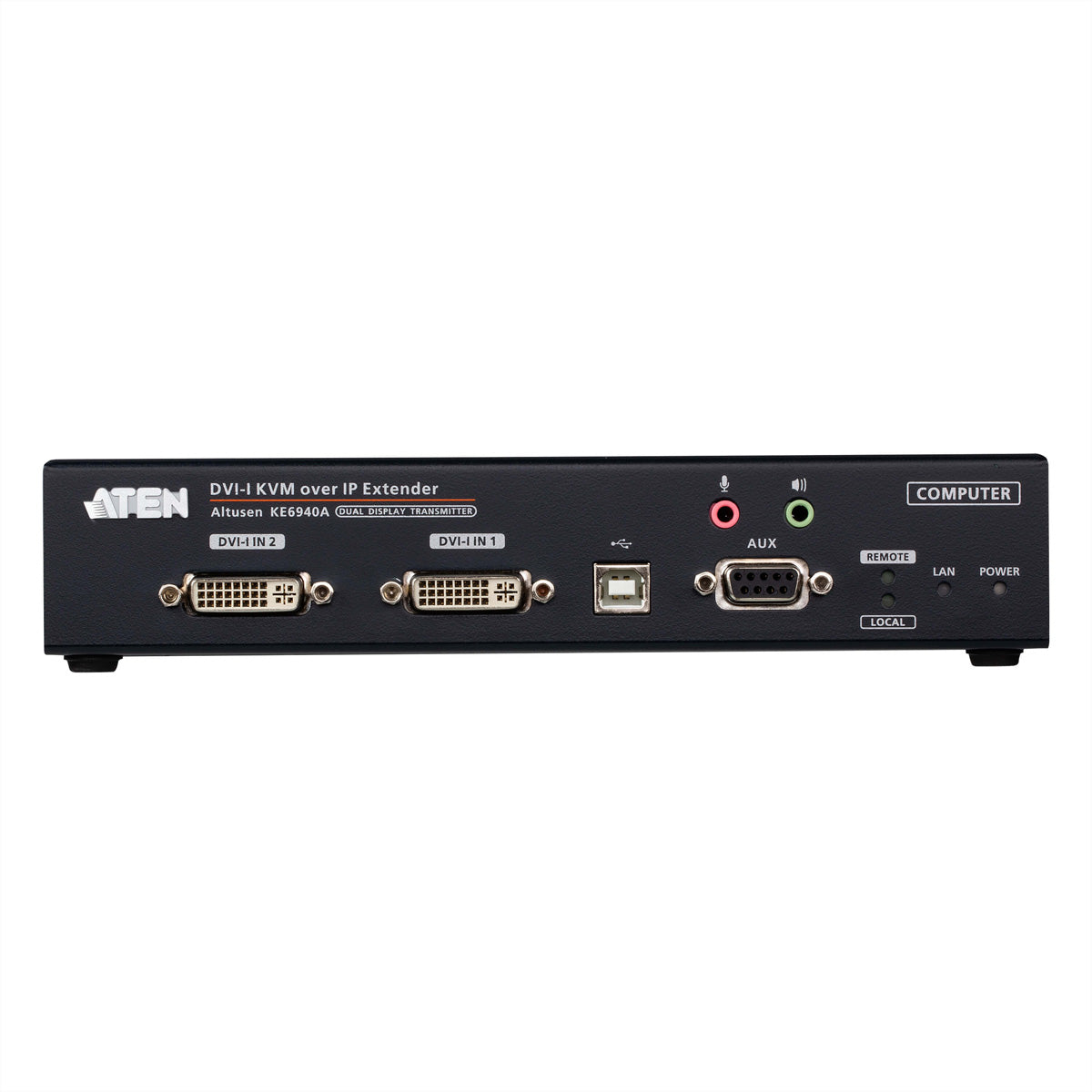 ATEN KE6940AT – DVI KVM Sender über IP, DVI-I, 2× Display, 1920 × 1200@60 Hz, 10 km, USB/Audio, Schwarz
