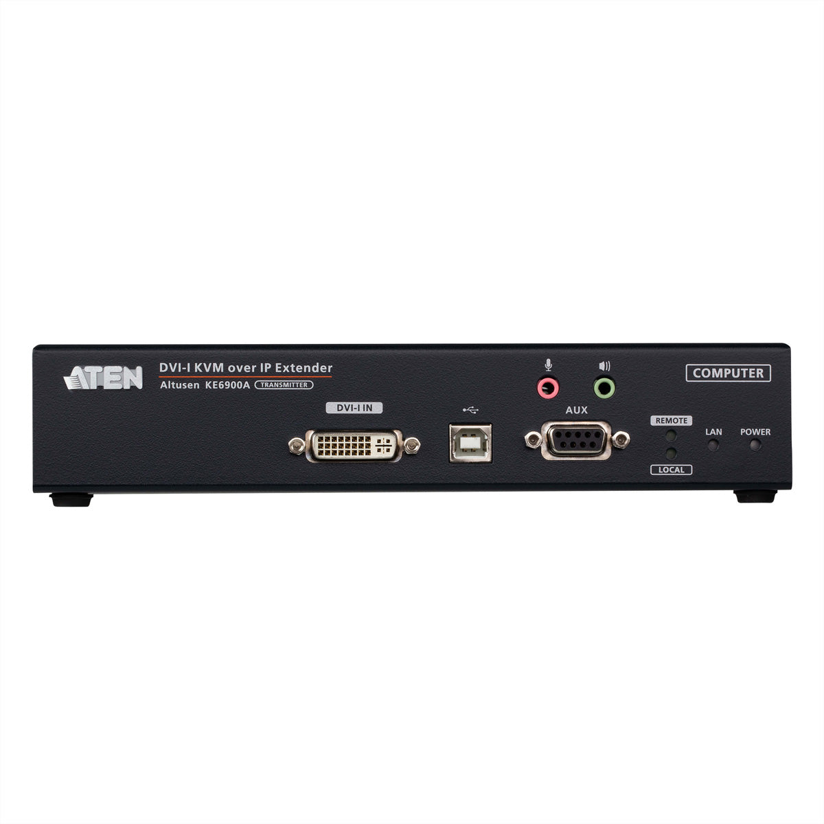ATEN KE6900AT – DVI KVM über IP Sender, 1× DVI-I, 2× USB-A, 1× RJ-45, 1× SFP, 1920 × 1200@60 Hz, bis zu 10 k