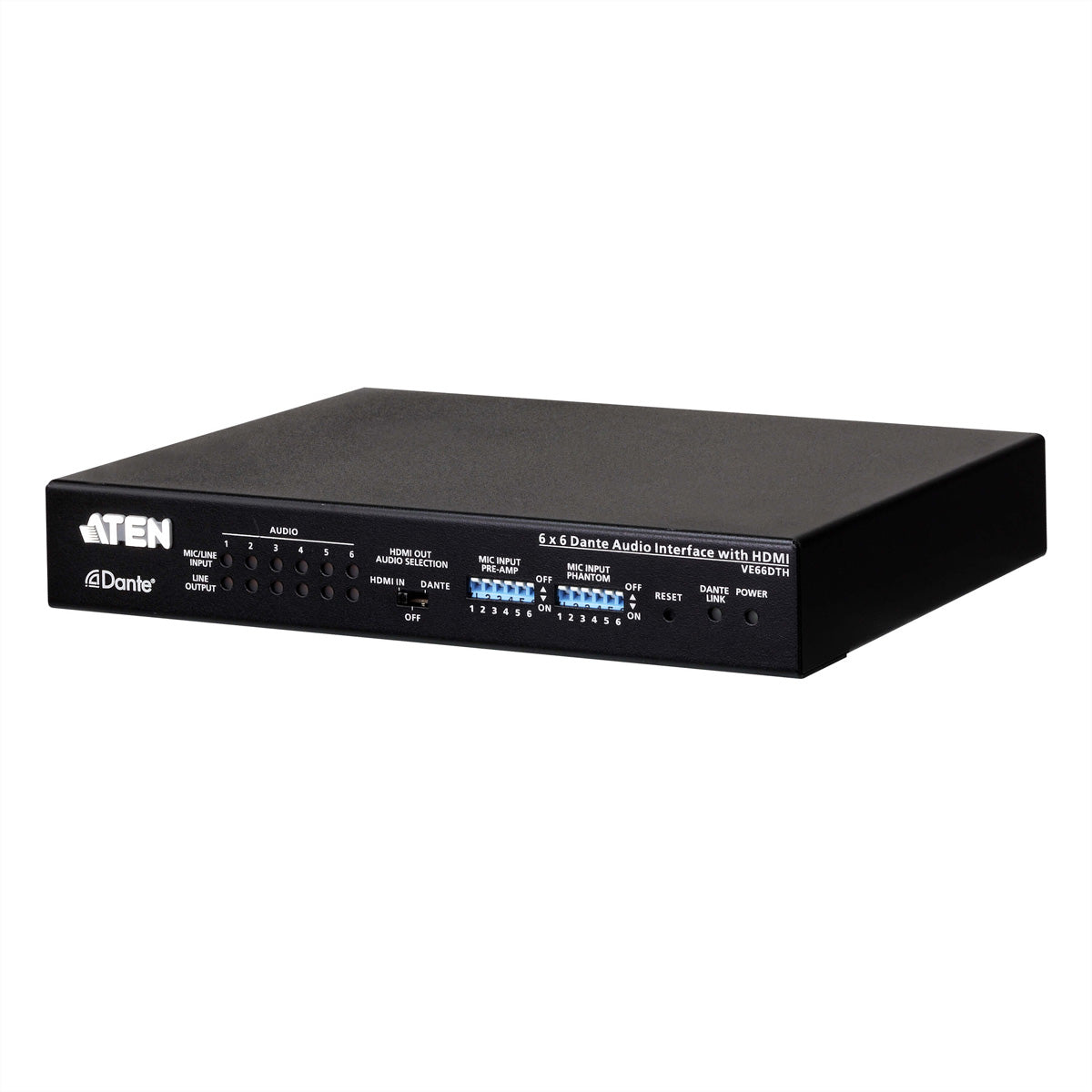 ATEN VE66DTH – 6×6 Dante-Audioschnittstelle, HDMI 2.0, 4K@60 Hz, PoE, HDCP 2.2