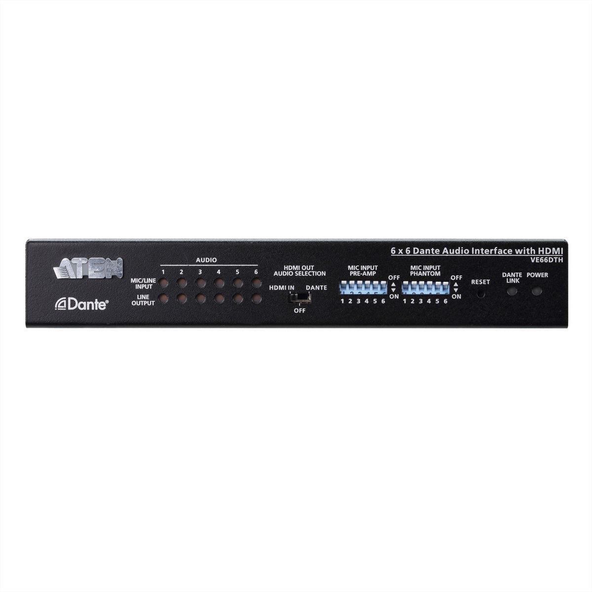 ATEN VE66DTH – 6×6 Dante-Audioschnittstelle, HDMI 2.0, 4K@60 Hz, PoE, HDCP 2.2