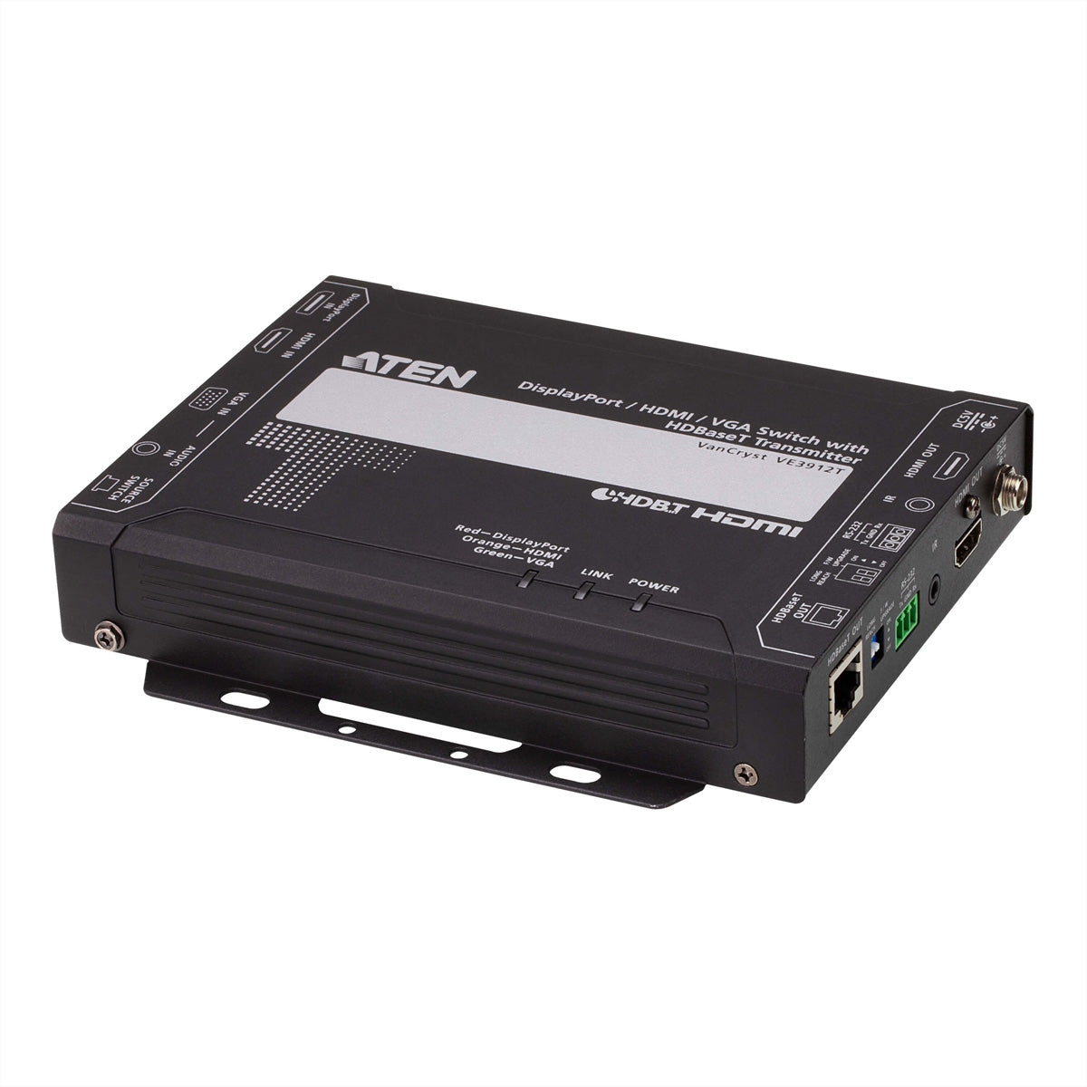 ATEN VE3912T – DP/HDMI/VGA HDBaseT Sender (Switch), 4K@60 Hz, 100 m, PoH, HDCP 2.2, Auto-Switch, RS-232