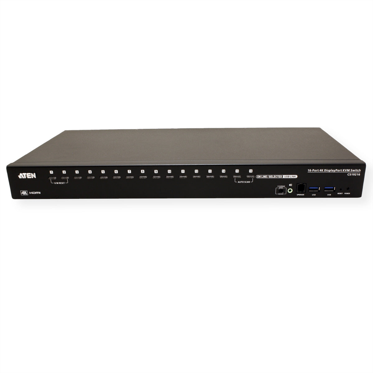 ATEN CS19216 KVM-Switch – DP, 16× DP, 2× USB-A, 3,5 mm Audio, für Windows/Mac/Linux