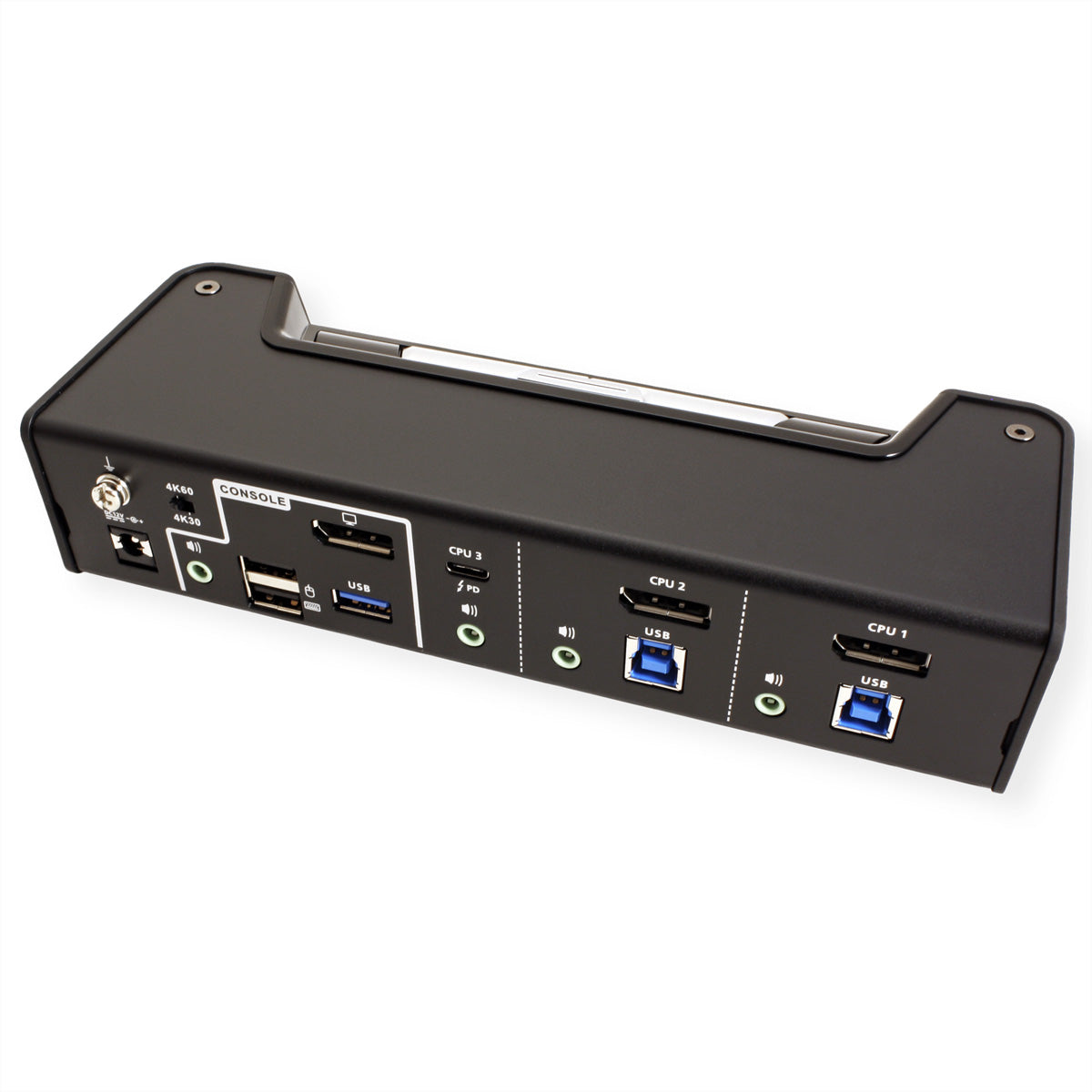 ATEN CS1953 – KVM-Switch – 3×Computer, 2×DP, 1×USB-C, 2×USB-A, 4K 60 Hz, PD 45 W, Schwarz